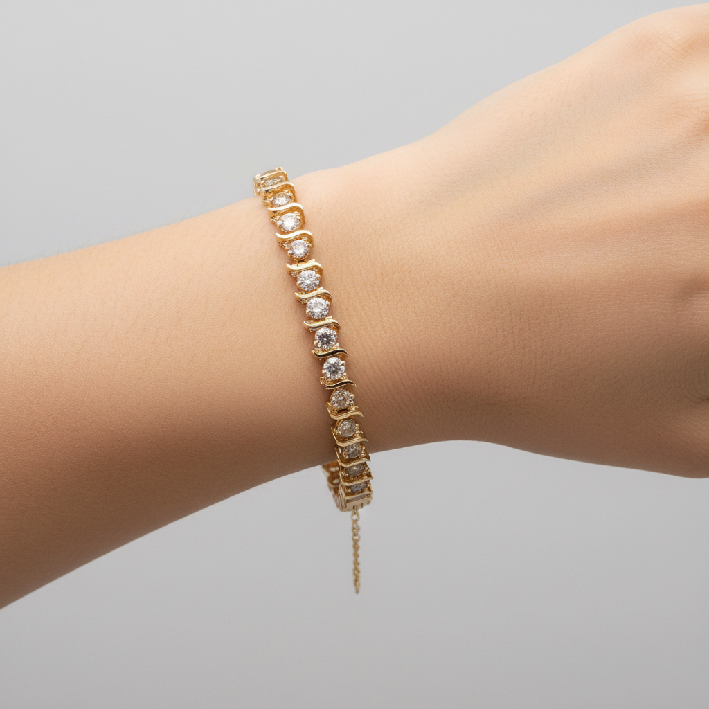 14K Yellow Gold Diamond Tennis Bracelet - 6.60ct