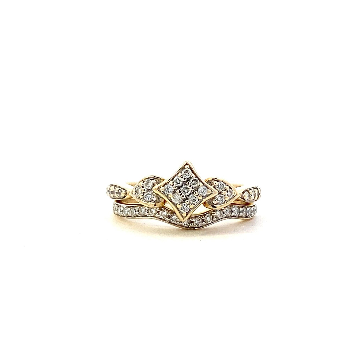 14K Yellow Gold Engagement & Wedding Ring Set - 0.46ct - ipawnishop.com