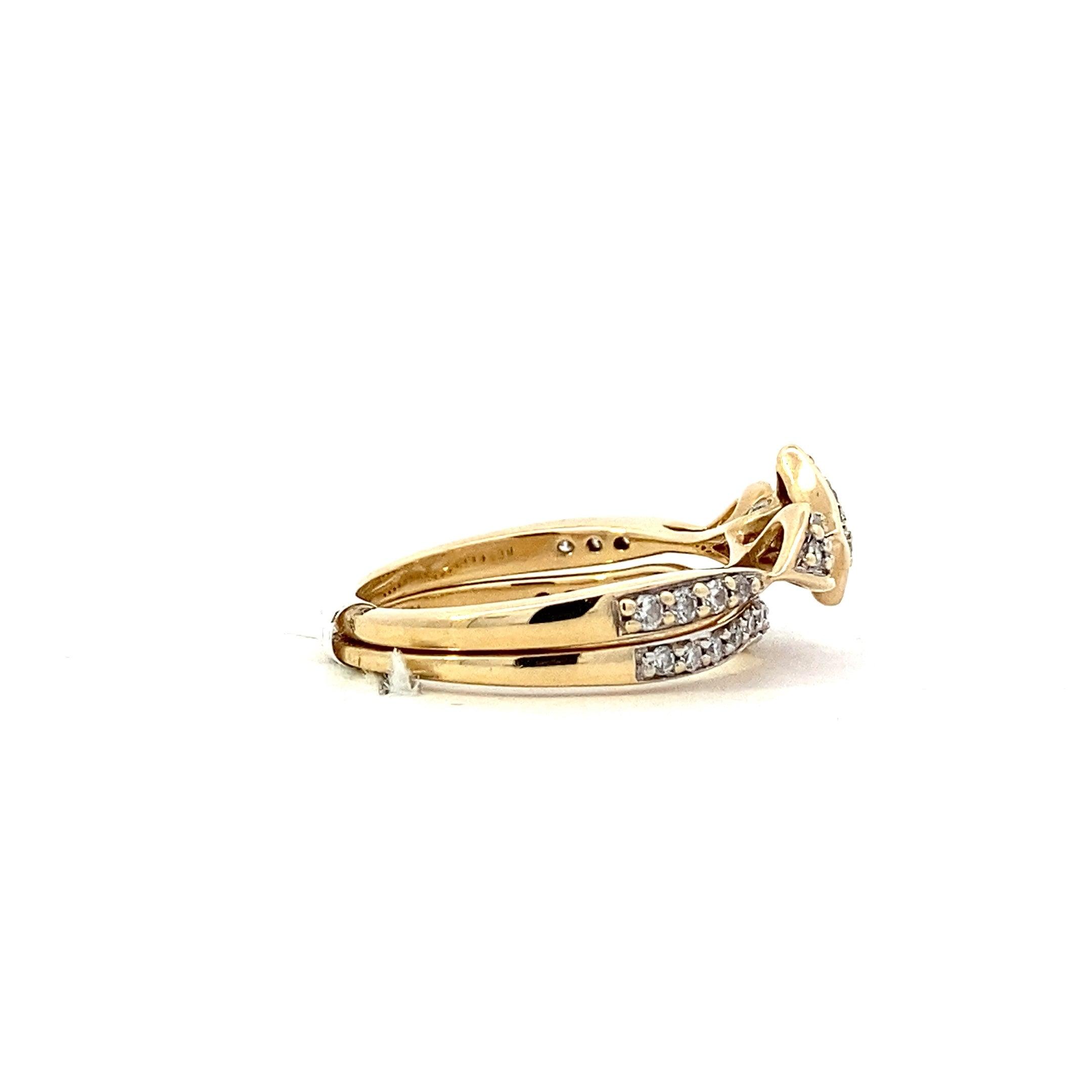 14K Yellow Gold Engagement & Wedding Ring Set - 0.46ct - ipawnishop.com