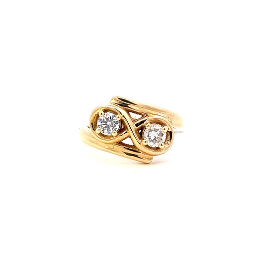 14K Yellow Gold Infinity Design Women's Diamond Ring - 0.42ct - ipawnishop.com