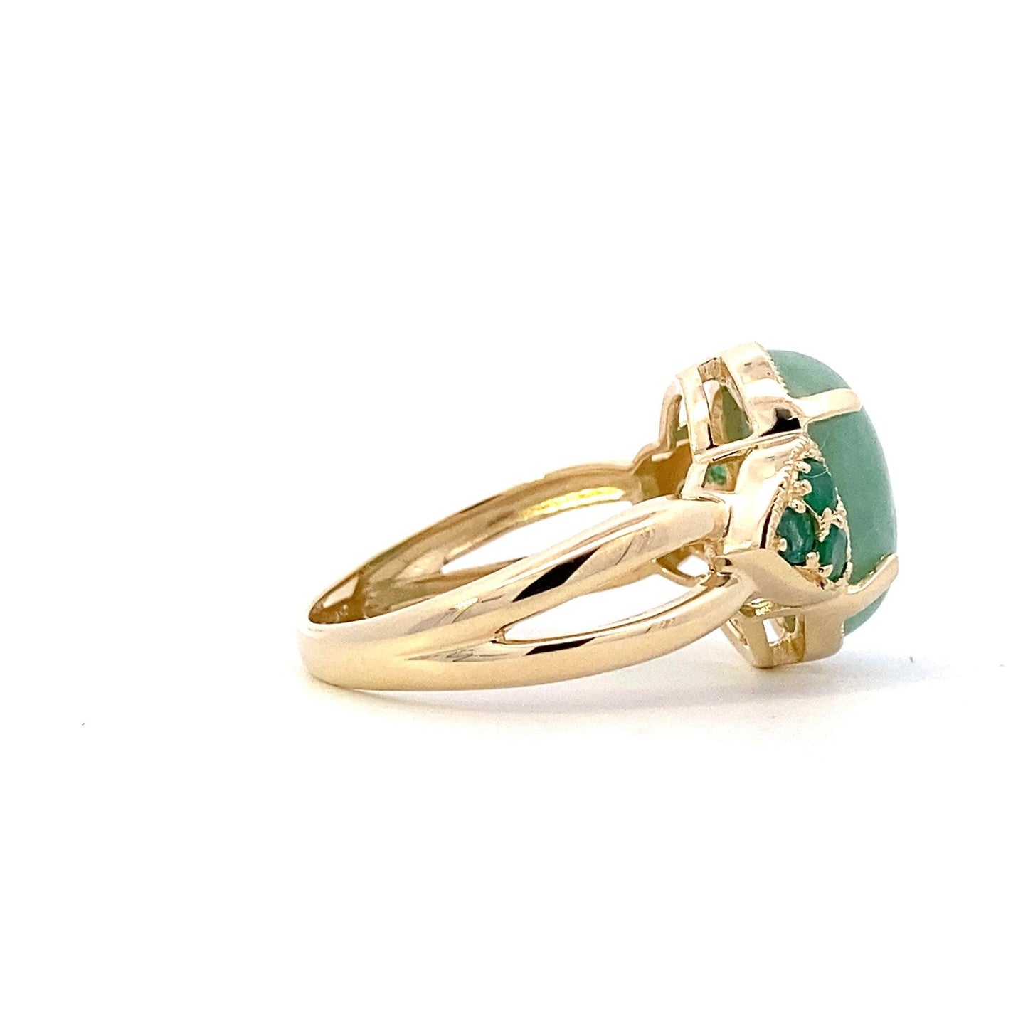 14K Yellow Gold Jade & Emerald Women's Ring - ipawnishop.com