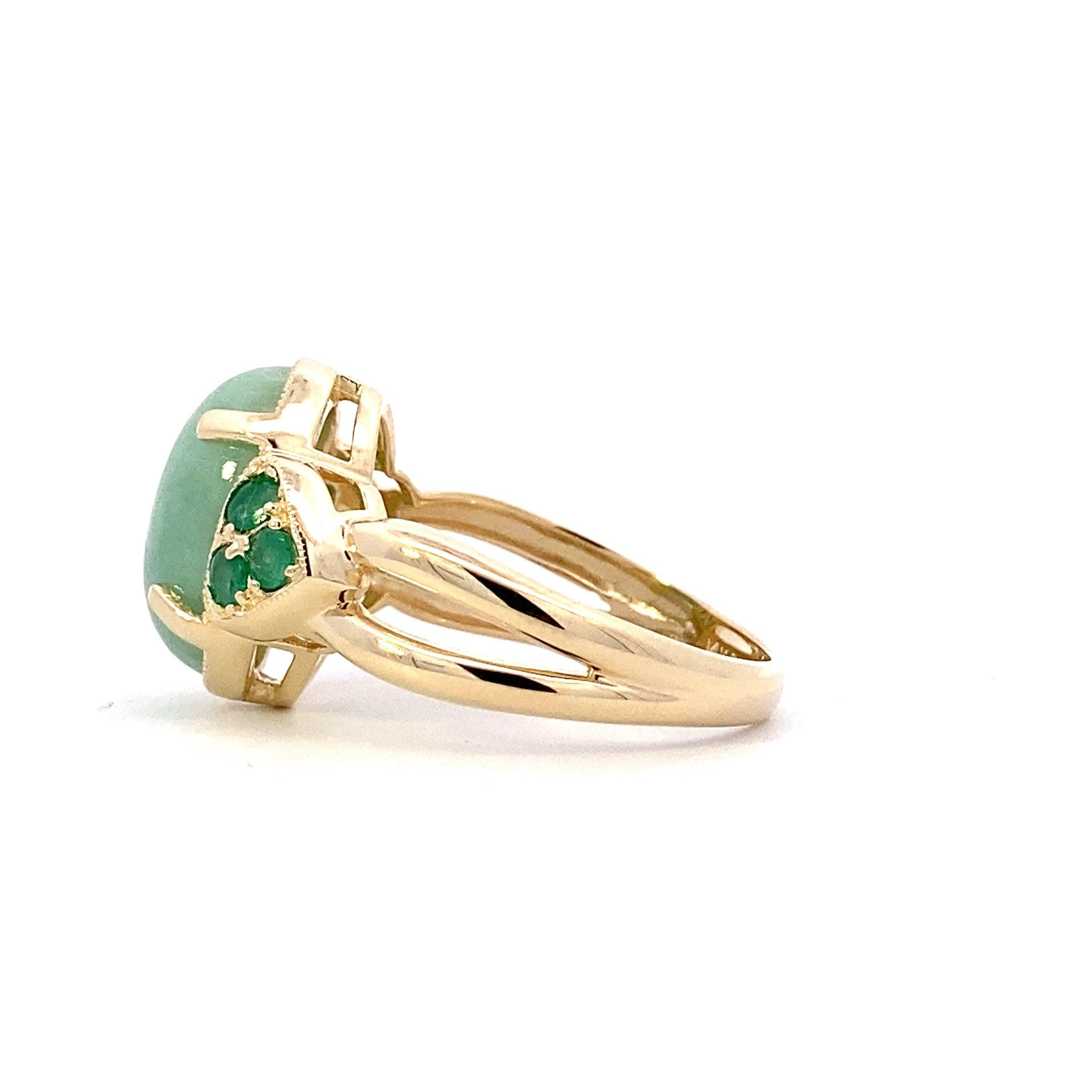 14K Yellow Gold Jade & Emerald Women's Ring - ipawnishop.com