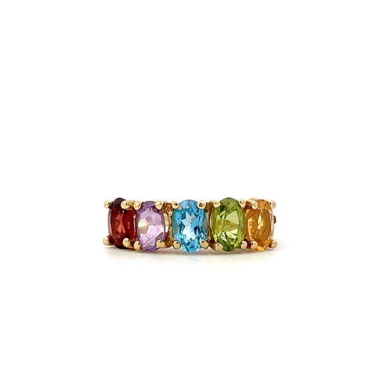14K Yellow Gold Oval Citrine, Peridot, Topaz, Amethyst & Garnet Ring - ipawnishop.com