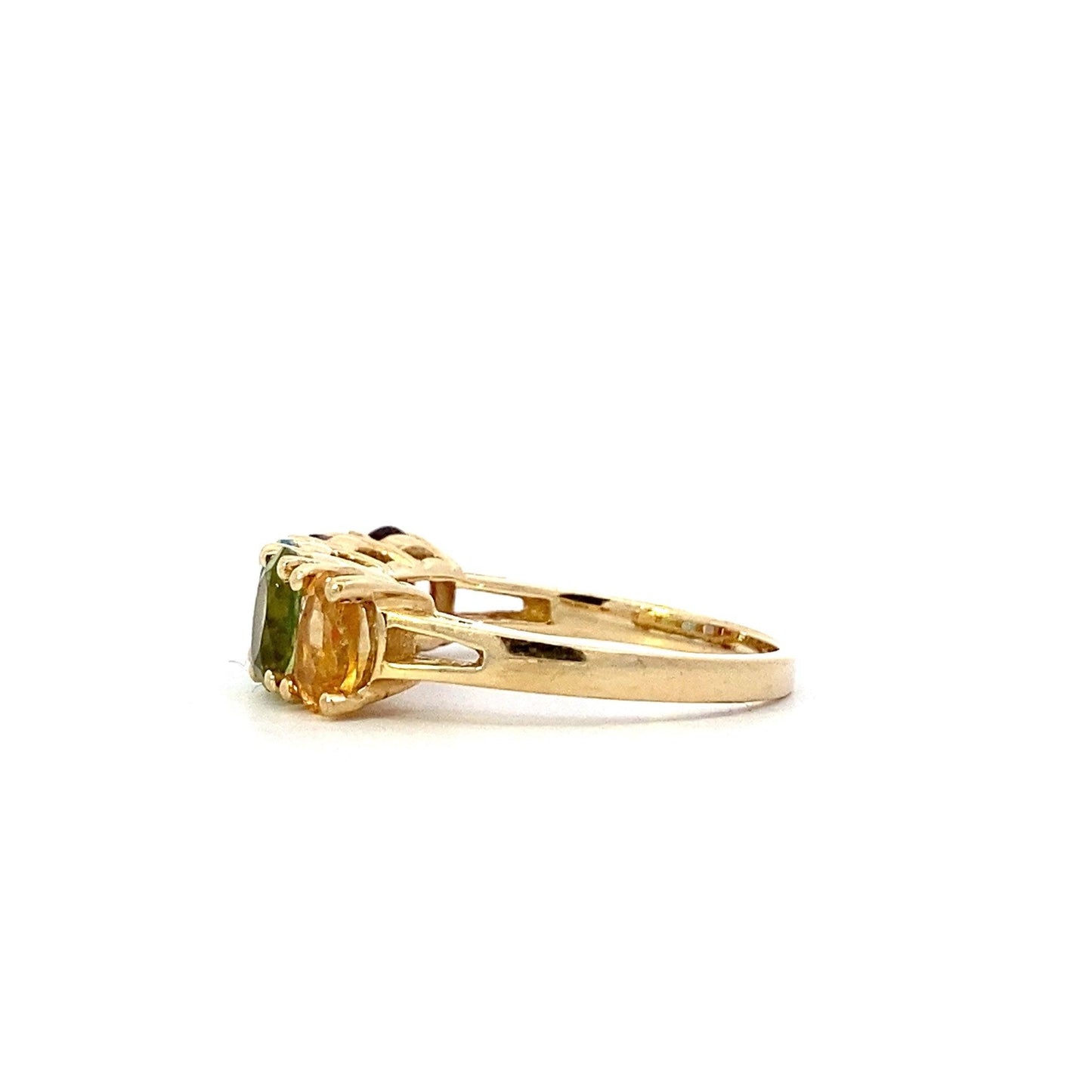 14K Yellow Gold Oval Citrine, Peridot, Topaz, Amethyst & Garnet Ring - ipawnishop.com