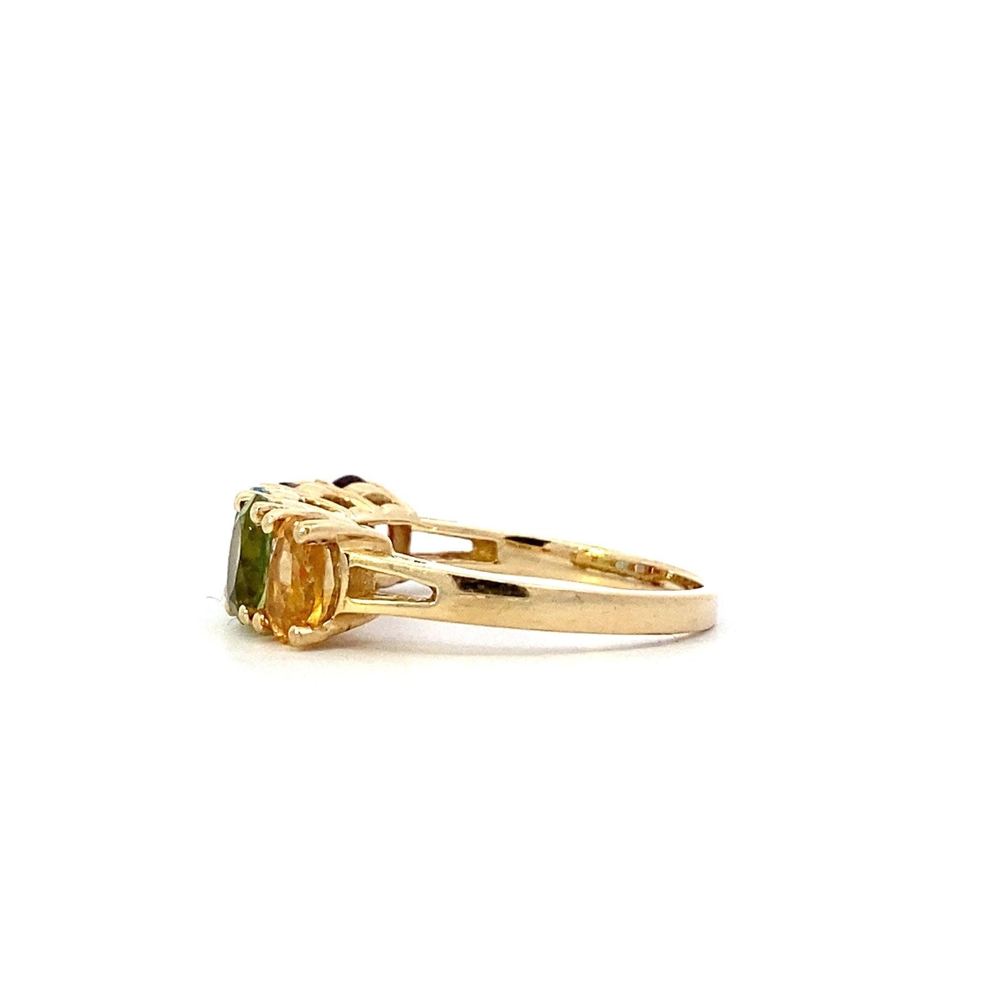 14K Yellow Gold Oval Citrine, Peridot, Topaz, Amethyst & Garnet Ring - ipawnishop.com