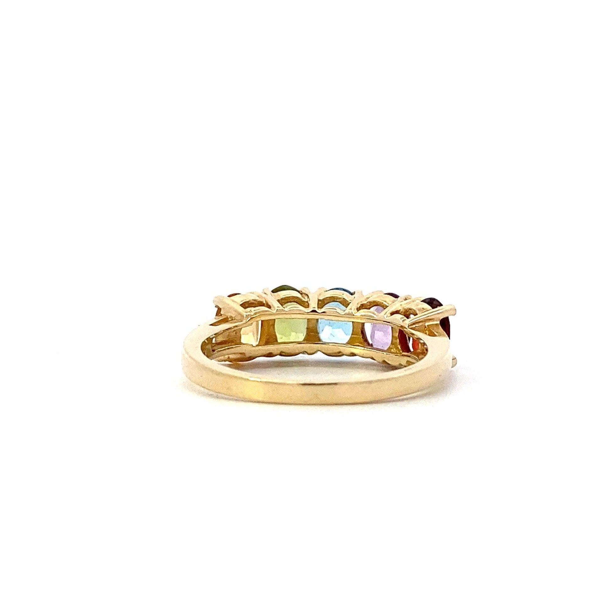 14K Yellow Gold Oval Citrine, Peridot, Topaz, Amethyst & Garnet Ring - ipawnishop.com