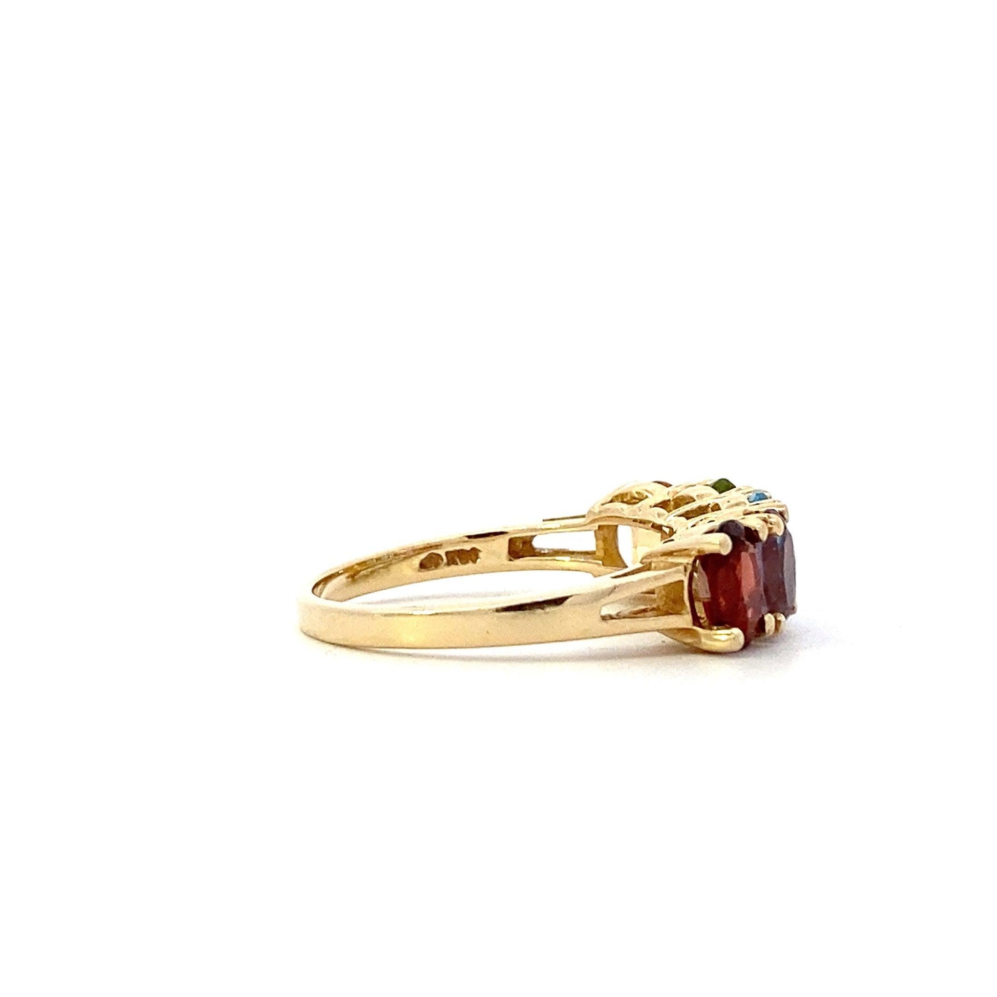 14K Yellow Gold Oval Citrine, Peridot, Topaz, Amethyst & Garnet Ring - ipawnishop.com