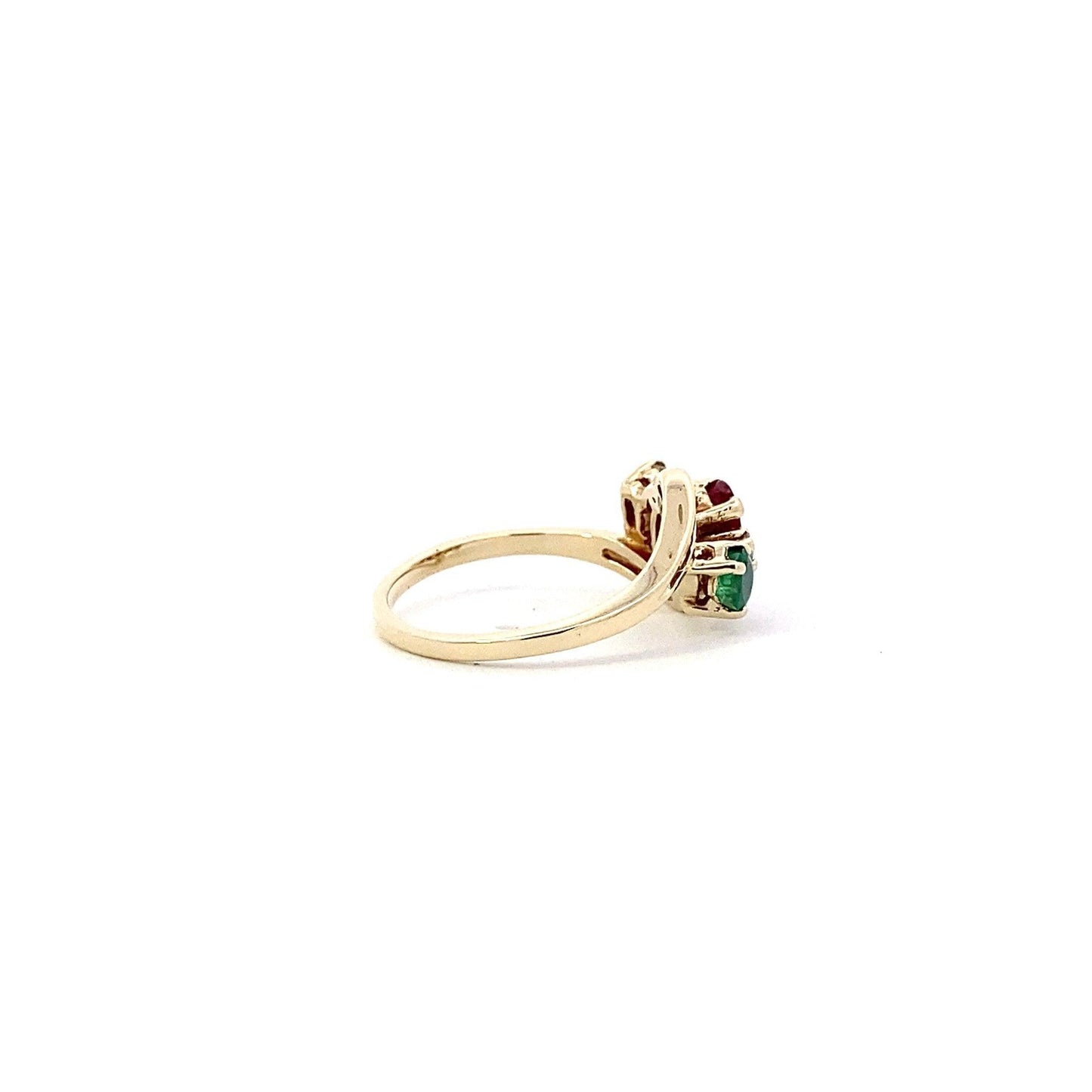 14K Yellow Gold Ruby, Emerald & Diamond Ring - 0.13ct - ipawnishop.com