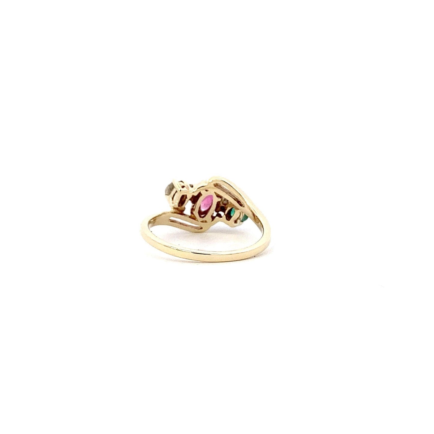 14K Yellow Gold Ruby, Emerald & Diamond Ring - 0.13ct - ipawnishop.com