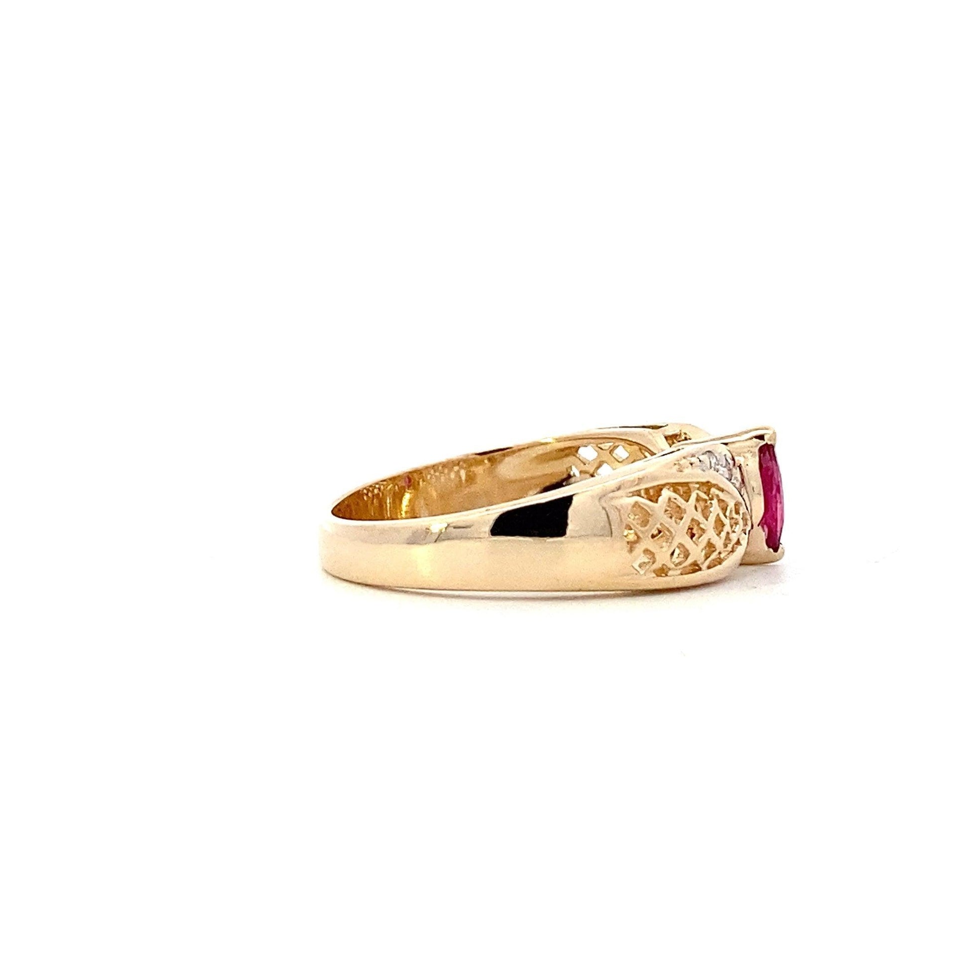 14K Yellow Gold Ruby Women's Diamond Ring - 0.04ct - ipawnishop.com