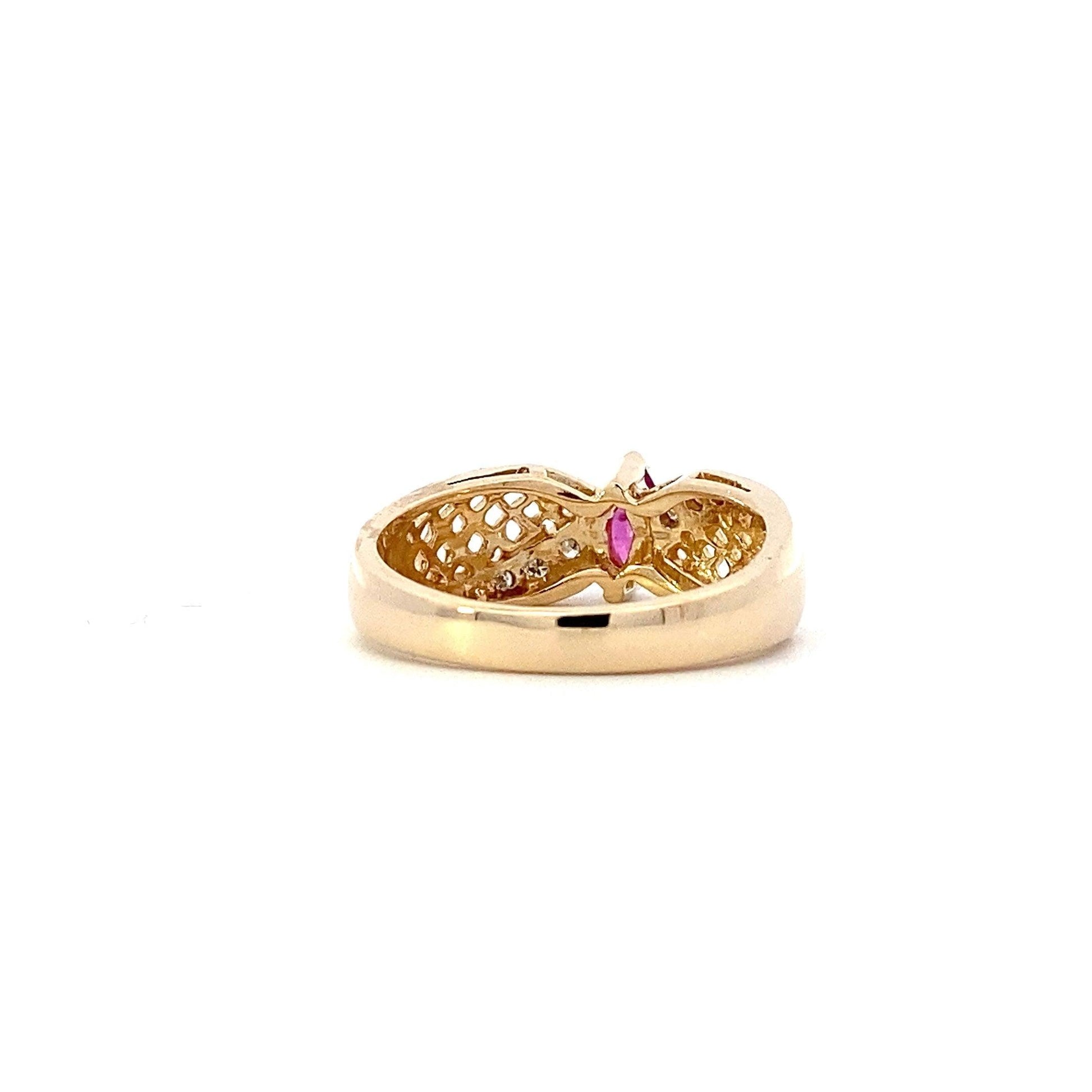 14K Yellow Gold Ruby Women's Diamond Ring - 0.04ct - ipawnishop.com