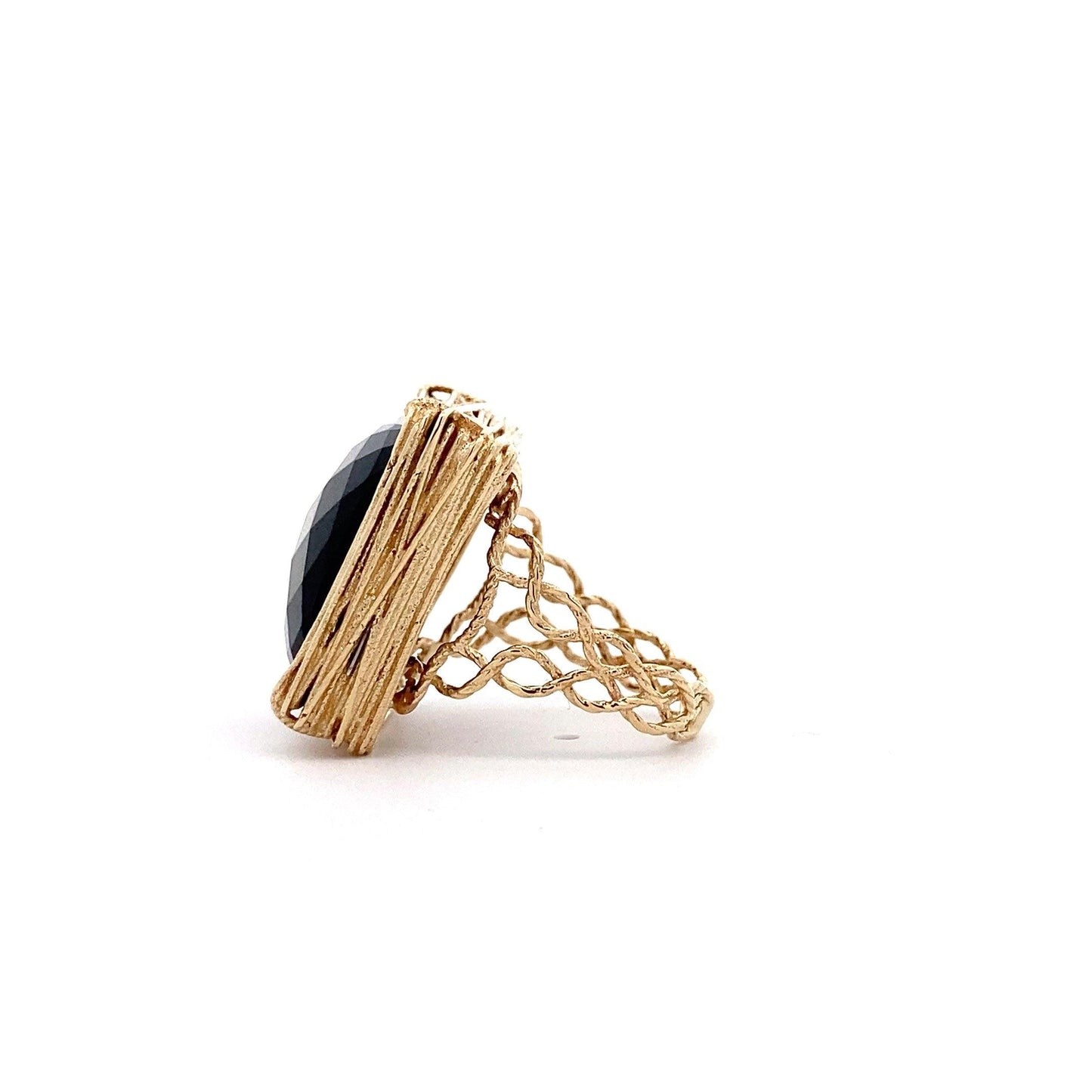 14K Yellow Gold Square Checkerboard Onyx Ring - ipawnishop.com