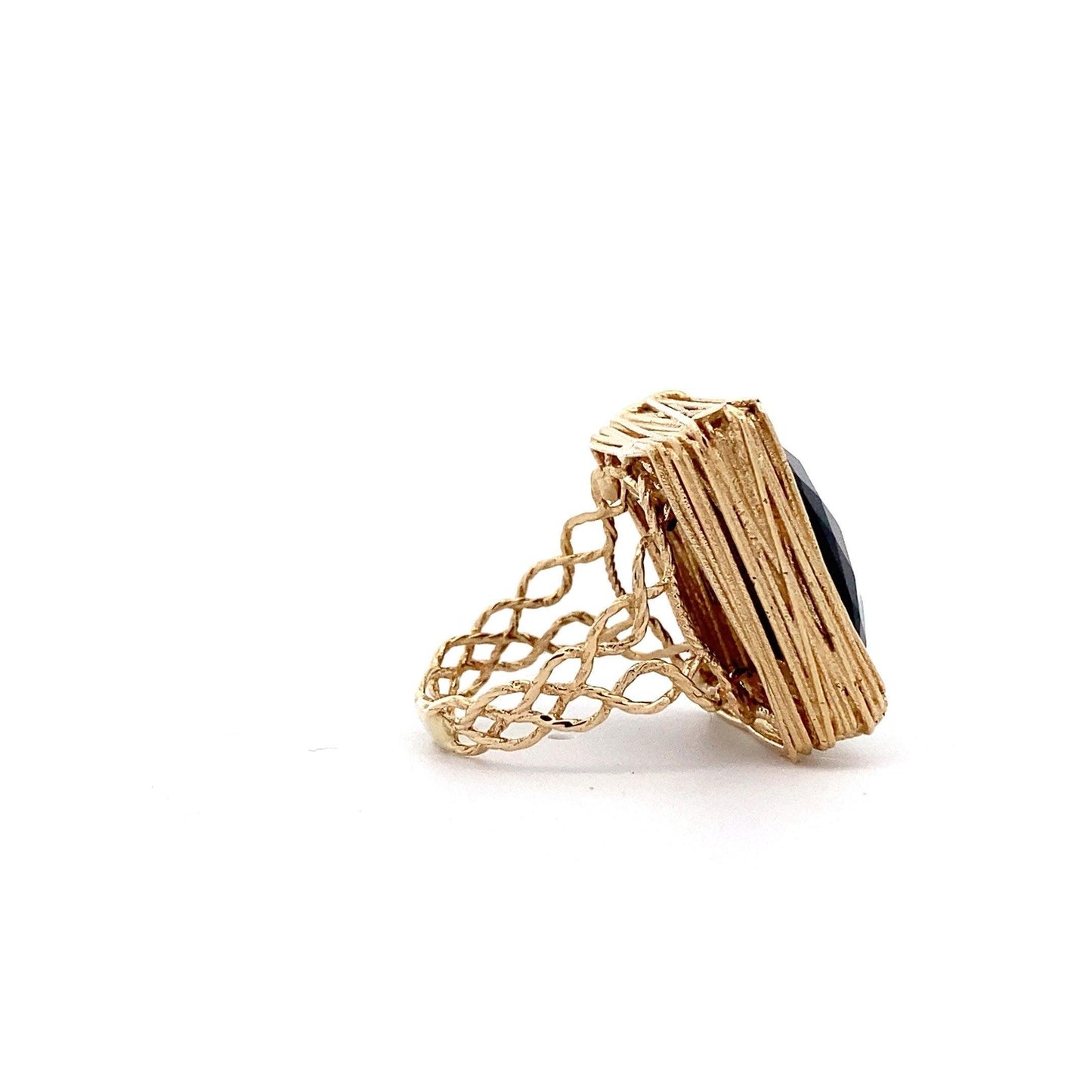 14K Yellow Gold Square Checkerboard Onyx Ring - ipawnishop.com