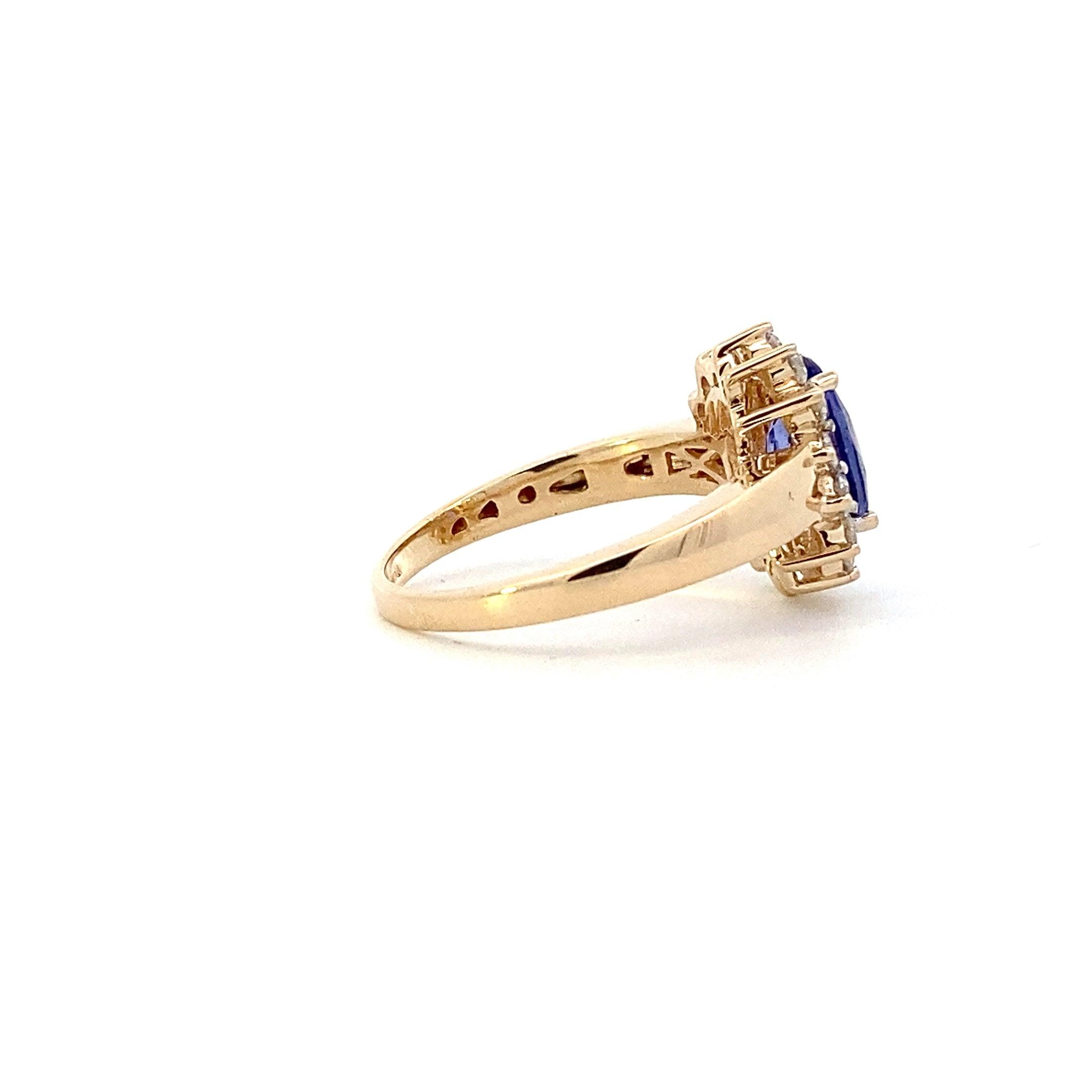 14K Yellow Gold Tanzanite Women's Diamond Ring - 0.51ct - ipawnishop.com