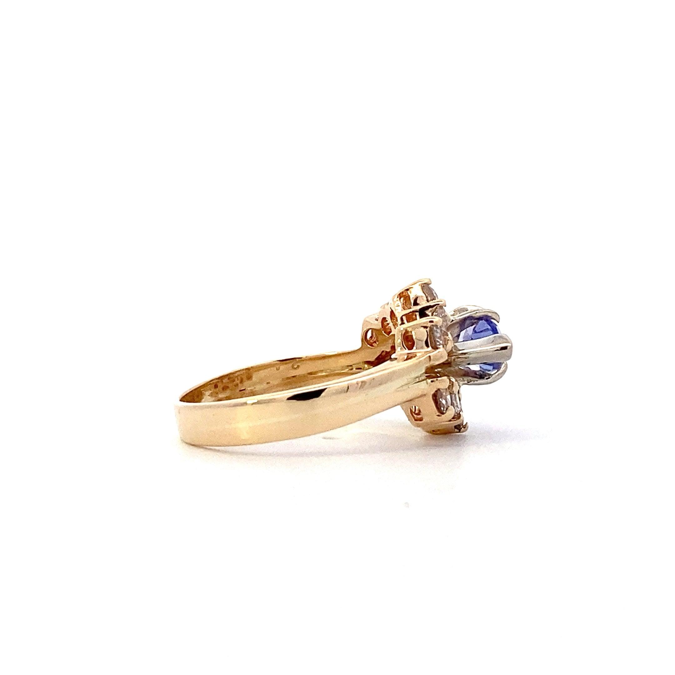 14K Yellow Gold Tanzanite Women's Diamond Ring - 0.80ct - ipawnishop.com
