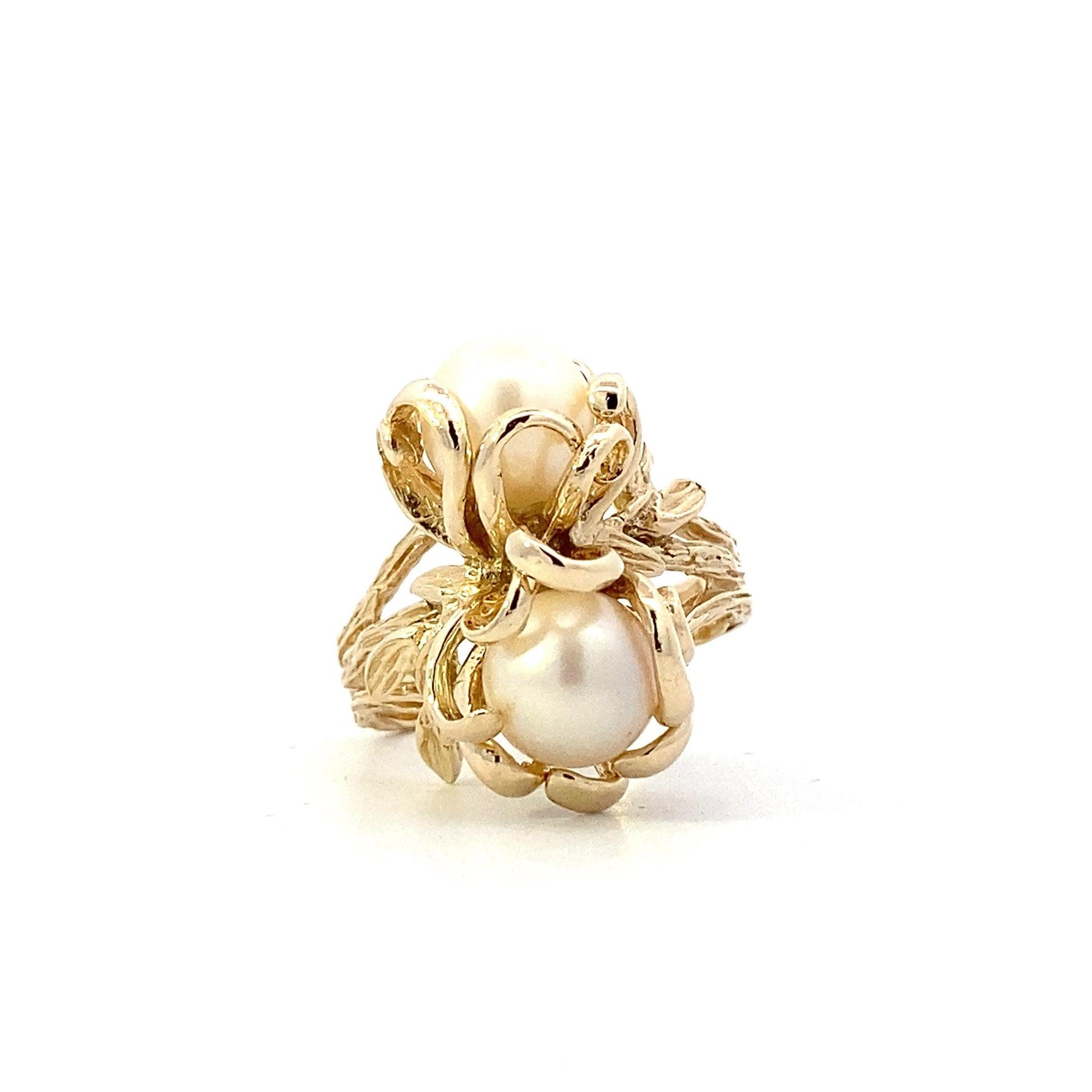 Anillo de Perlas para Mujer en Oro Amarillo 14K - ipawnishop.com