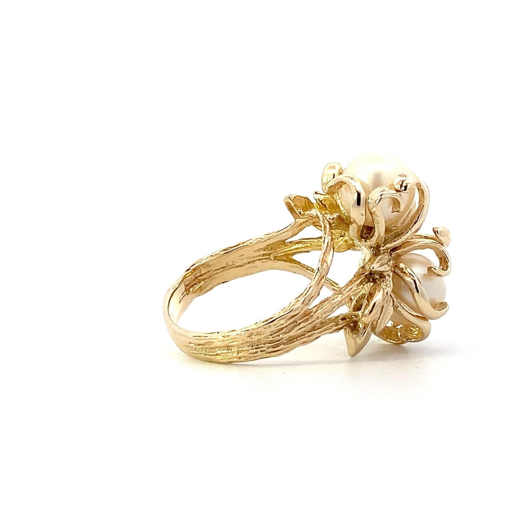 Anillo de Perlas para Mujer en Oro Amarillo 14K - ipawnishop.com