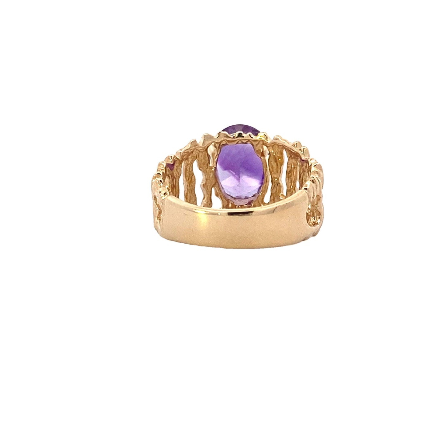 14K Yellow Gold Oval Amethyst Ring