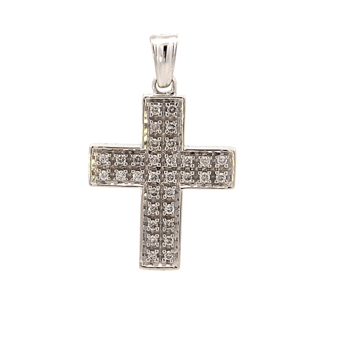14K White Gold Diamond Cross Pendant - 0.49ct