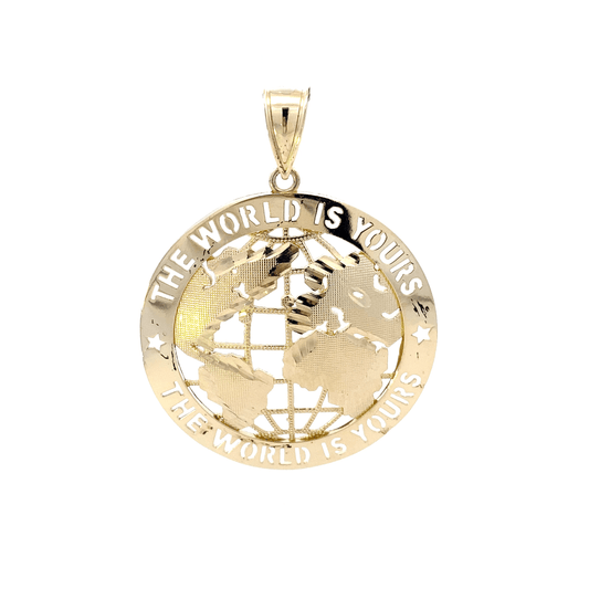 10K Yellow Gold "The World Is Yours" Globe Pendant