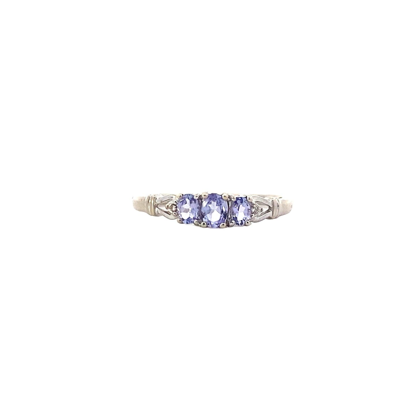 14K White Gold Diamond & Tanzanite Women's Ring - 0.05ct