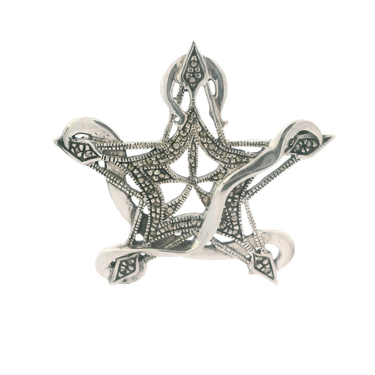 Vintage Silver Marcasite Western Star Brooch