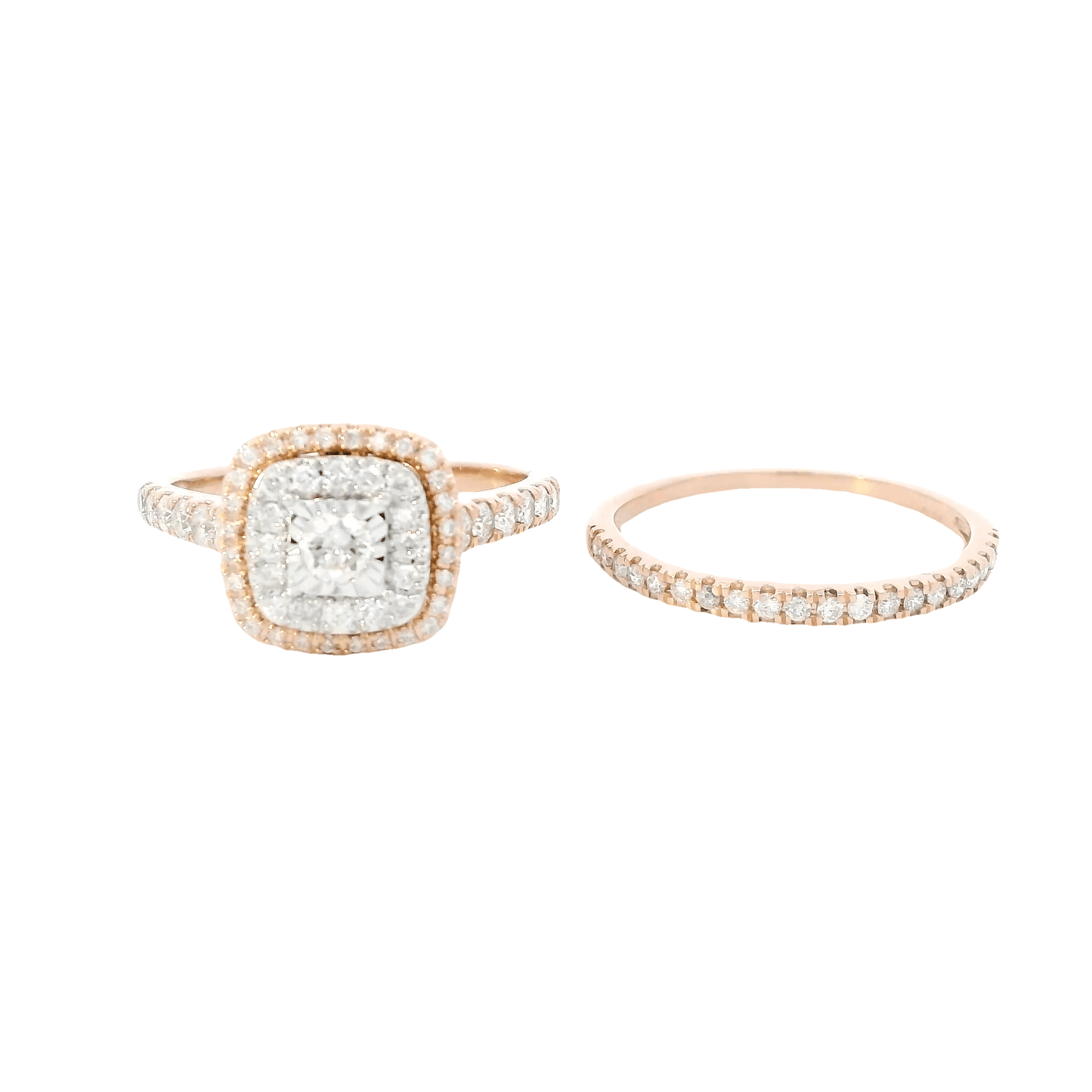 14K Gold Diamond Engagement & Wedding Ring Set - 0.77ct