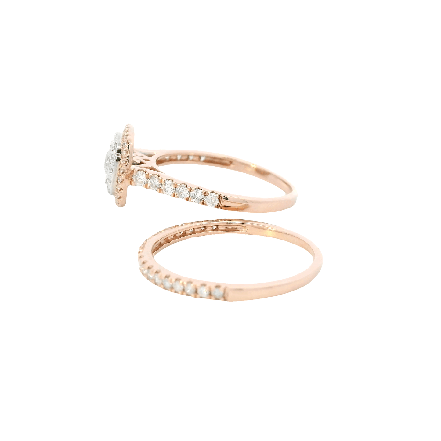 14K Gold Diamond Engagement & Wedding Ring Set - 0.77ct