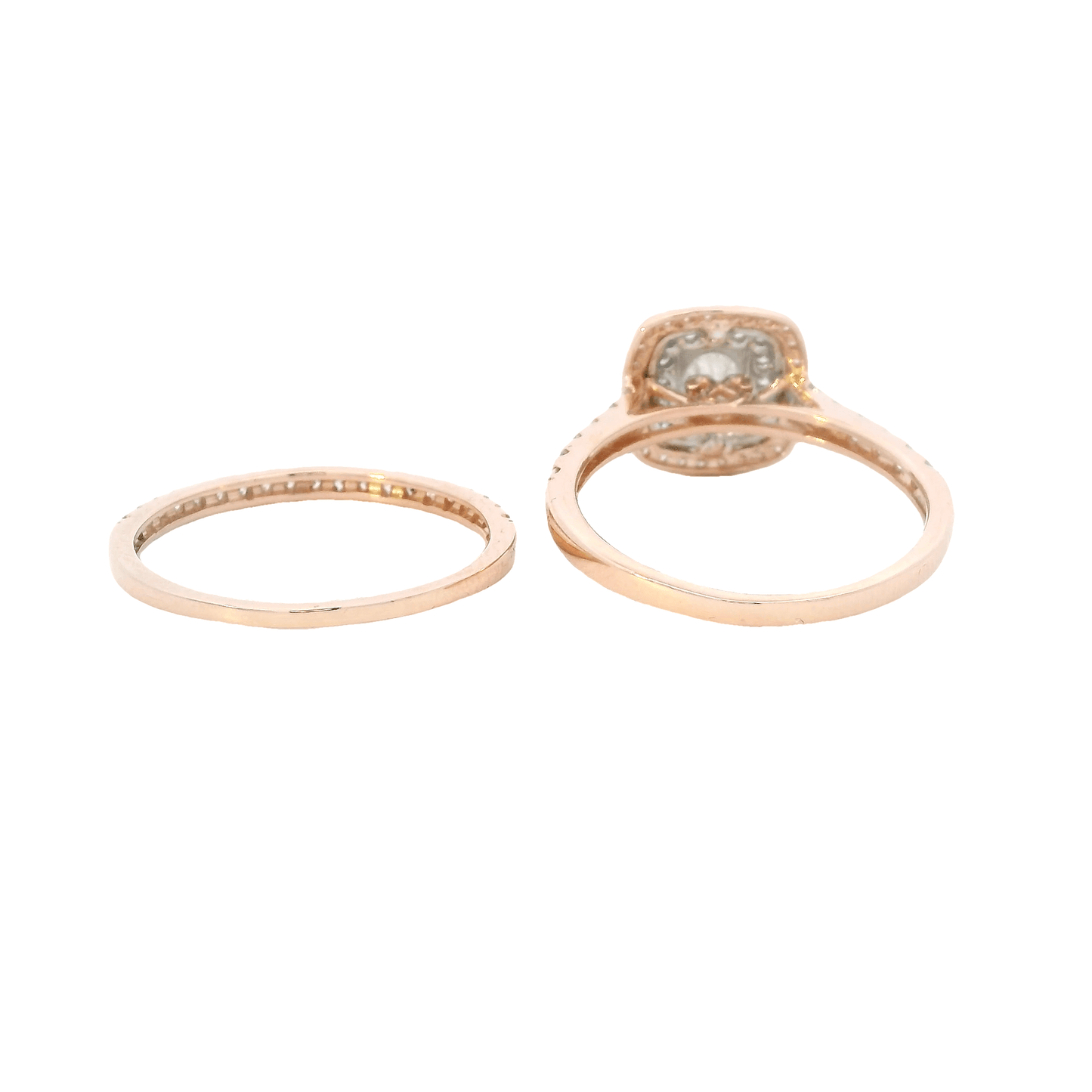 14K Gold Diamond Engagement & Wedding Ring Set - 0.77ct