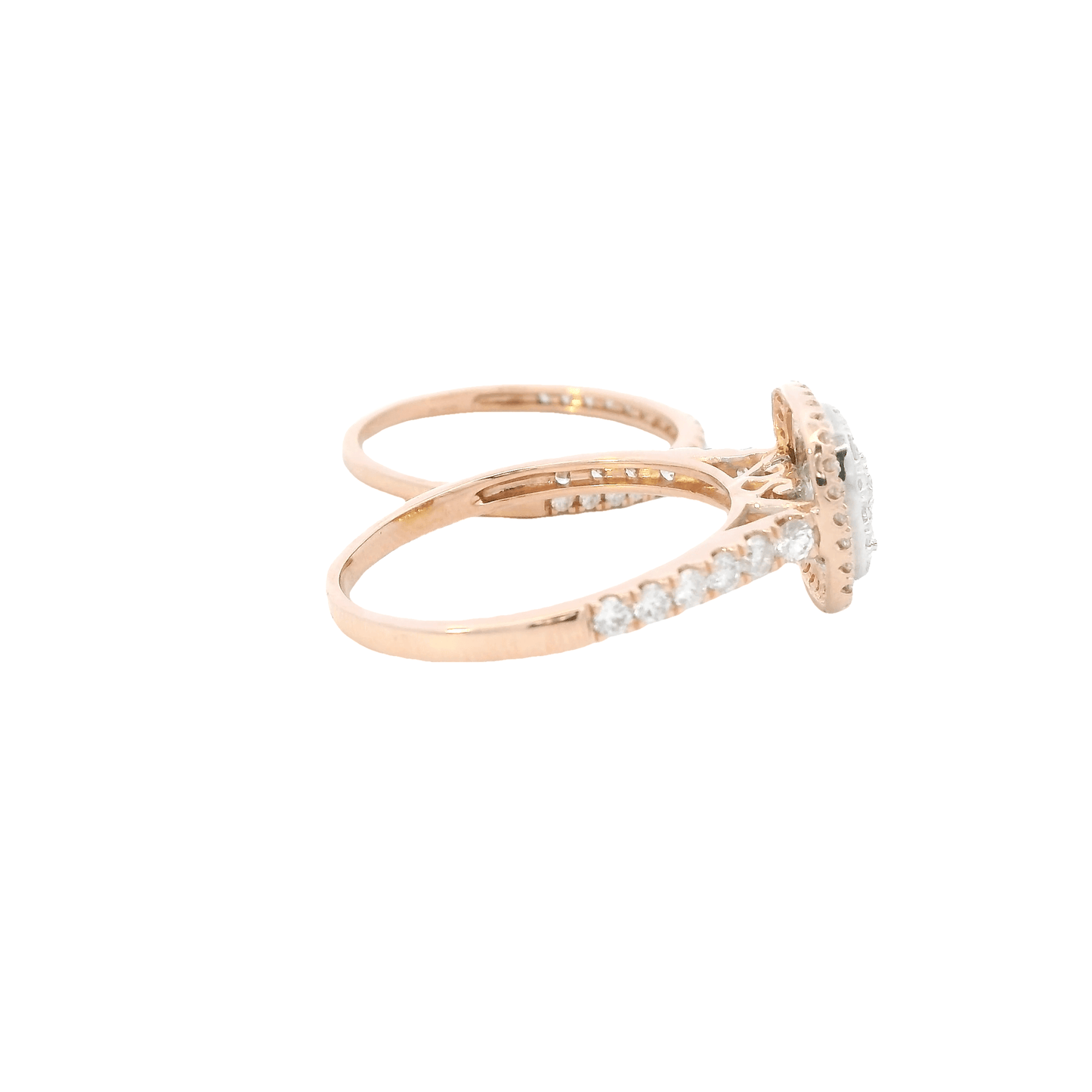 14K Gold Diamond Engagement & Wedding Ring Set - 0.77ct