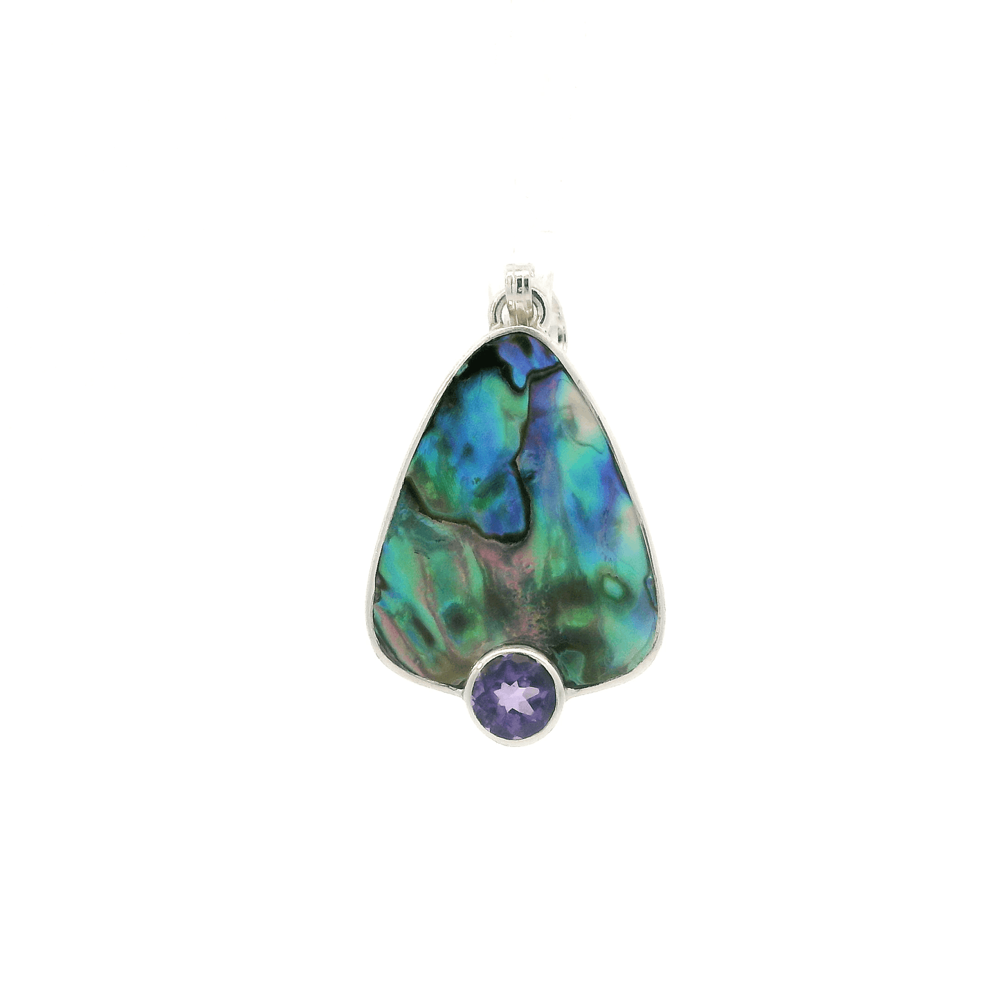 Marta Howell Sterling Silver Abalone Amethyst Stone Pendant