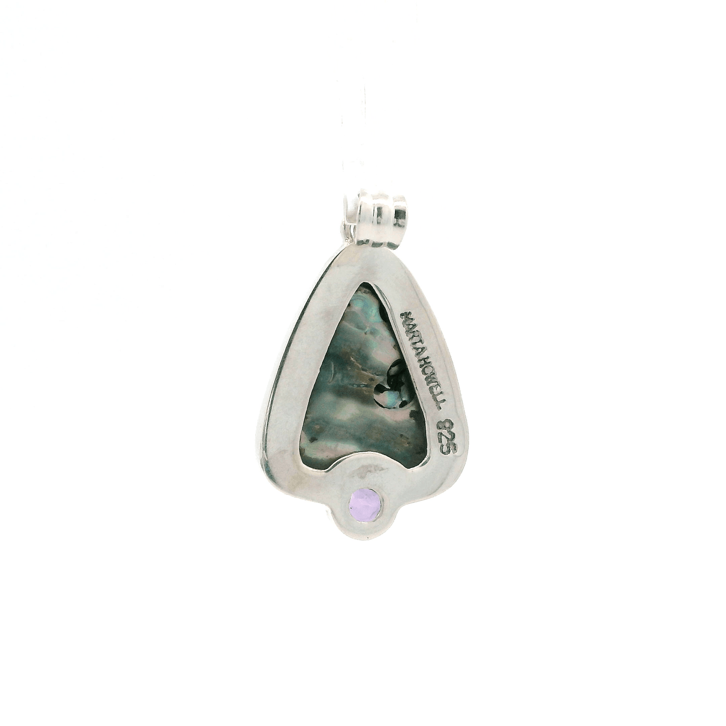 Marta Howell Sterling Silver Abalone Amethyst Stone Pendant
