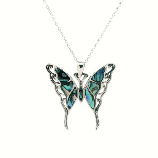 Sterling Silver & Abalone Butterfly Necklace