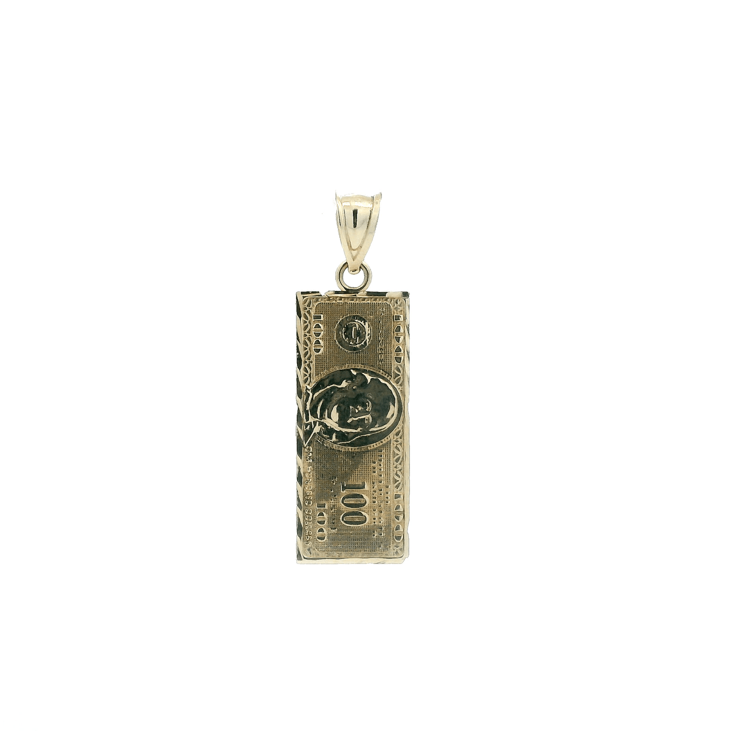 10K Yellow Gold 100$ Bill Pendant