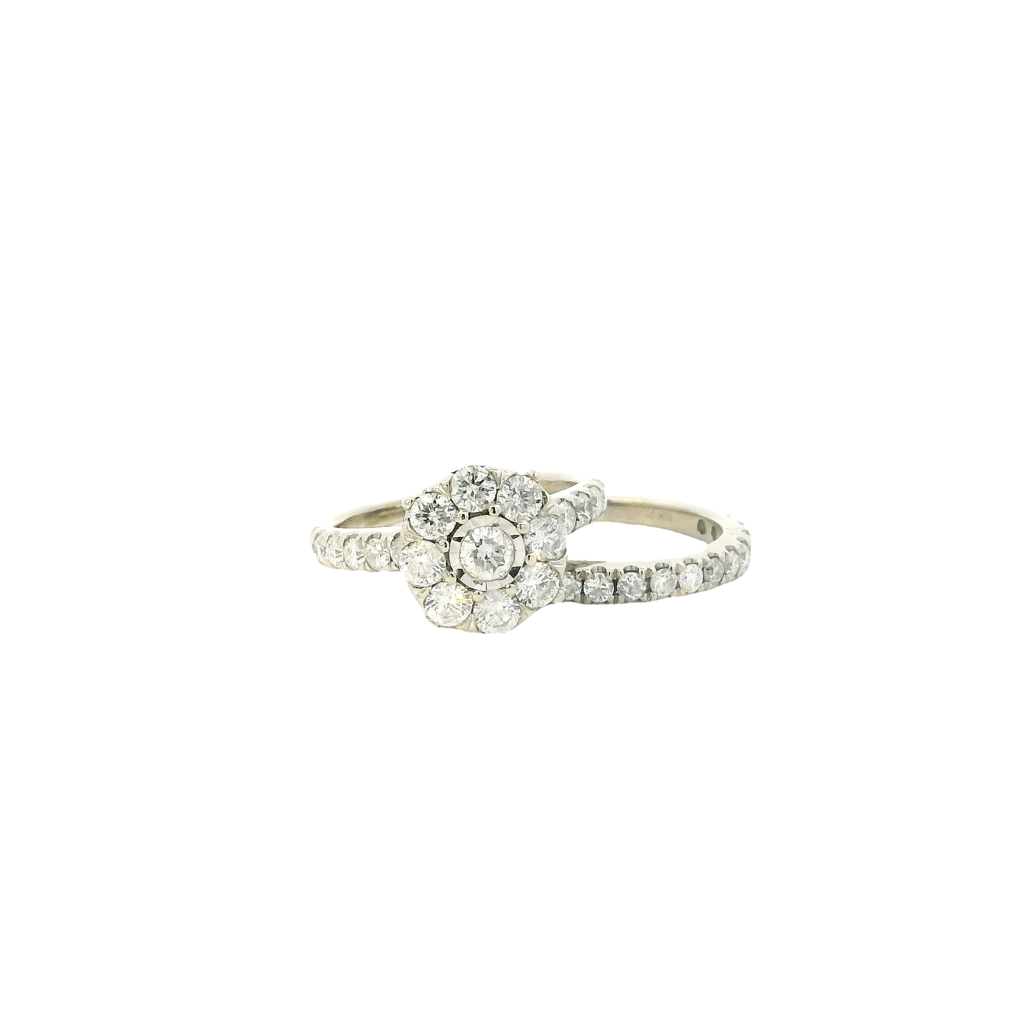 10K White Gold Engagement And Wedding Ring Set - 1.66ct