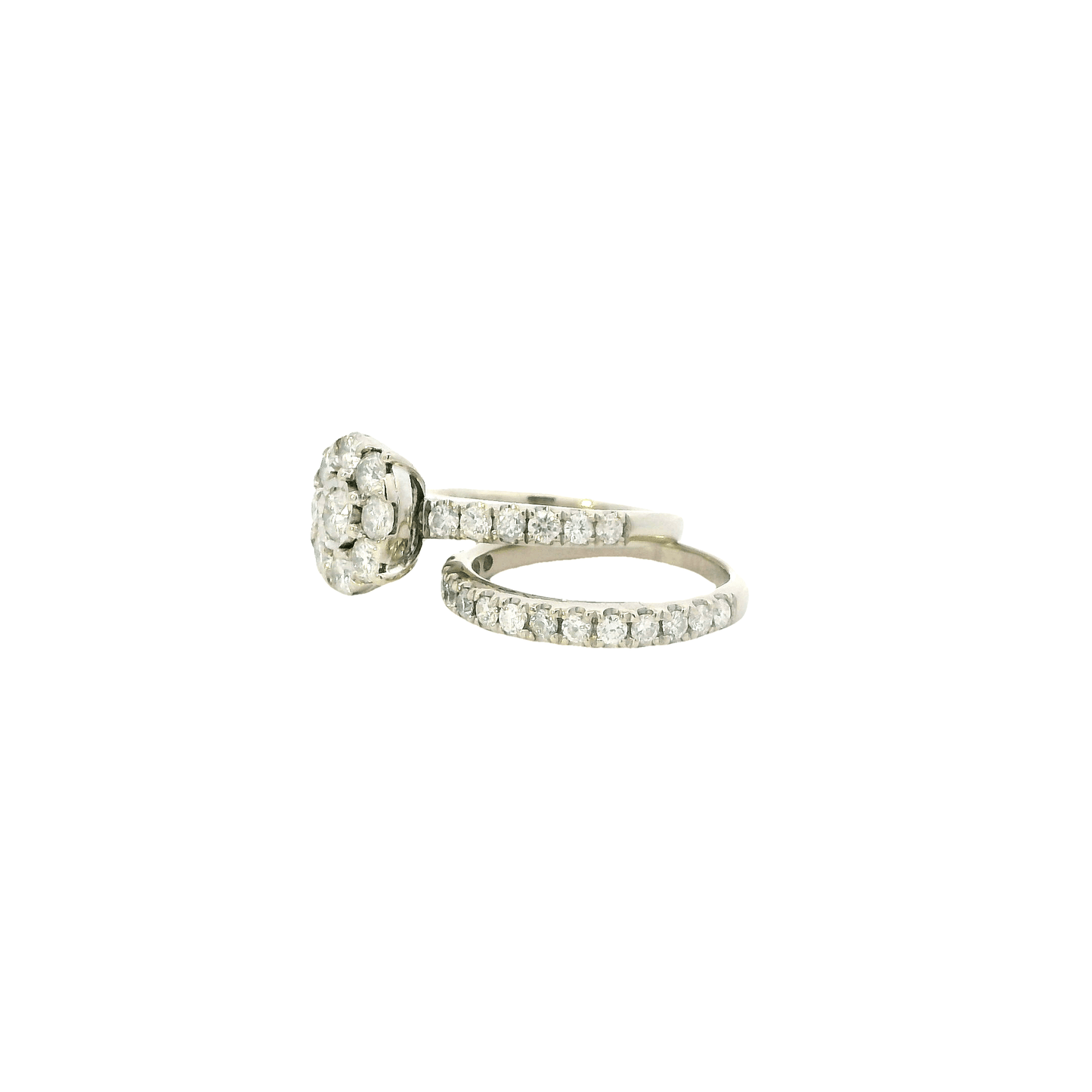 10K White Gold Engagement And Wedding Ring Set - 1.66ct