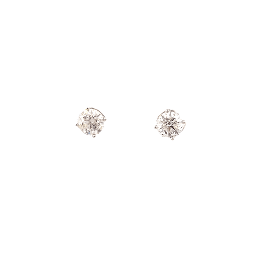 14K White Gold Diamond Solitaire Earrings - 1.33ct