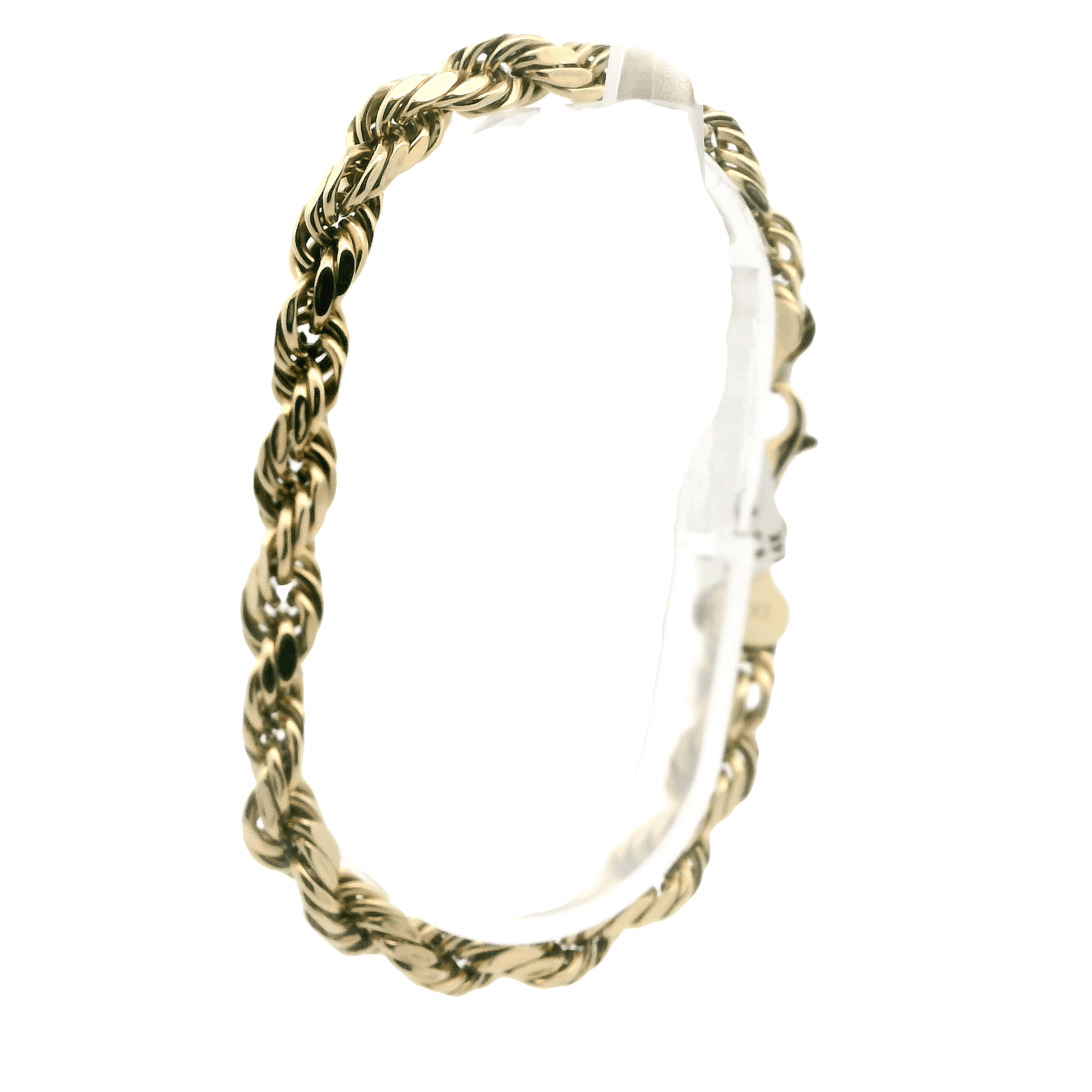 10K Yellow Gold Hollow Rope Chain Bracelet