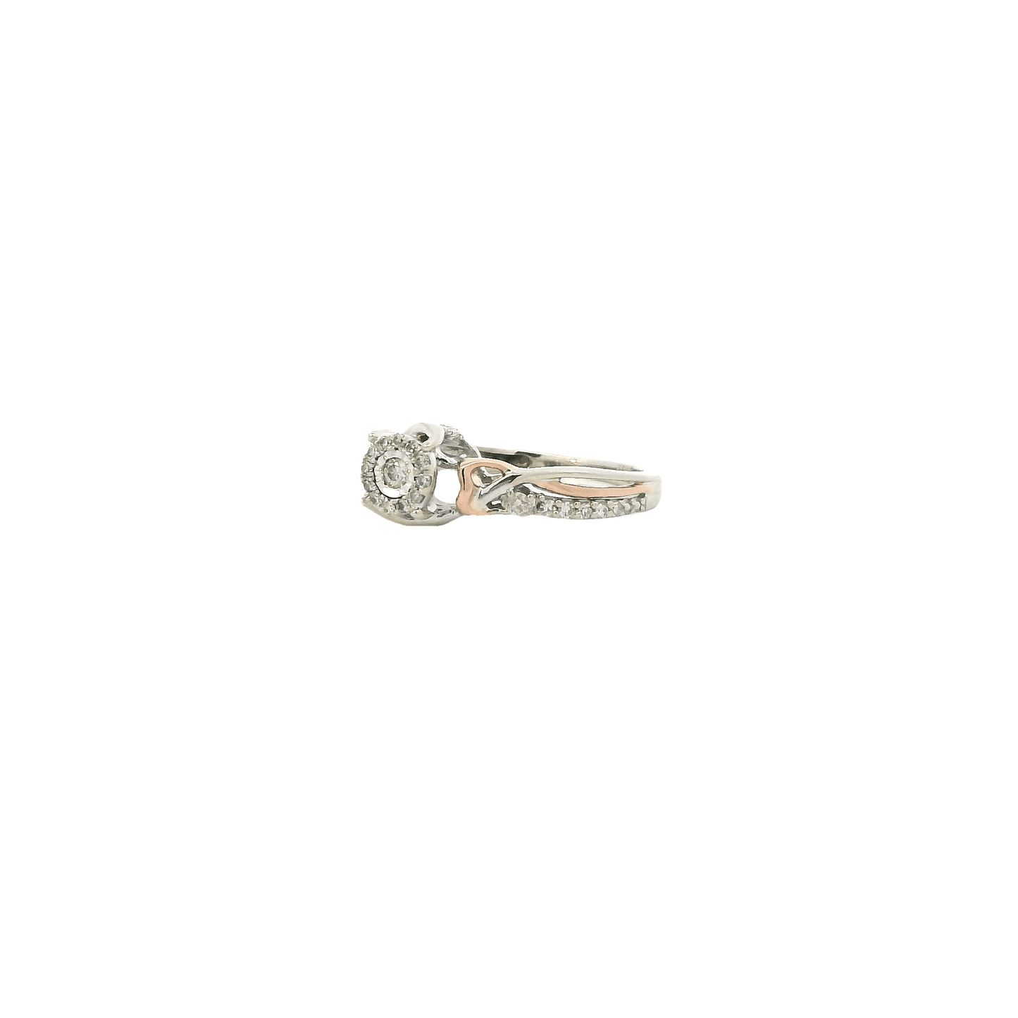 14K White And Rose Gold Diamond Womens Ring - 0.03ct