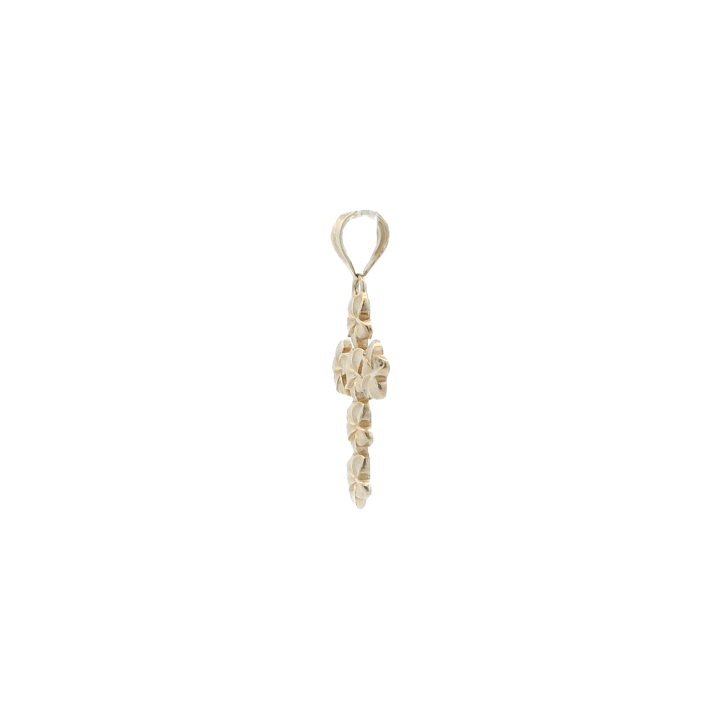 14K Yellow Gold Plumeria Flower Cross Pendent