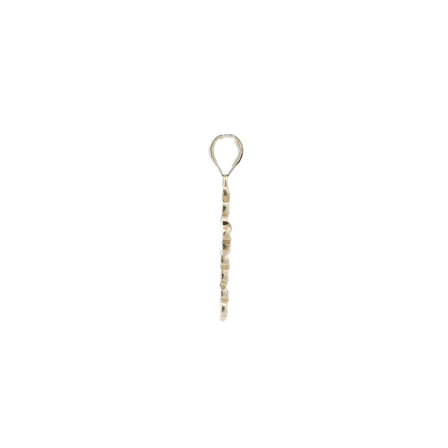 14K Yellow Gold Plumeria Flower Cross Pendent