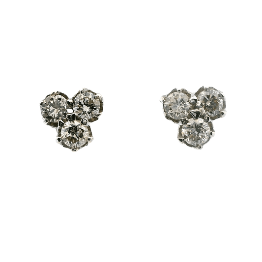 14K White Gold Diamond Stud Earrings - 1.43ct