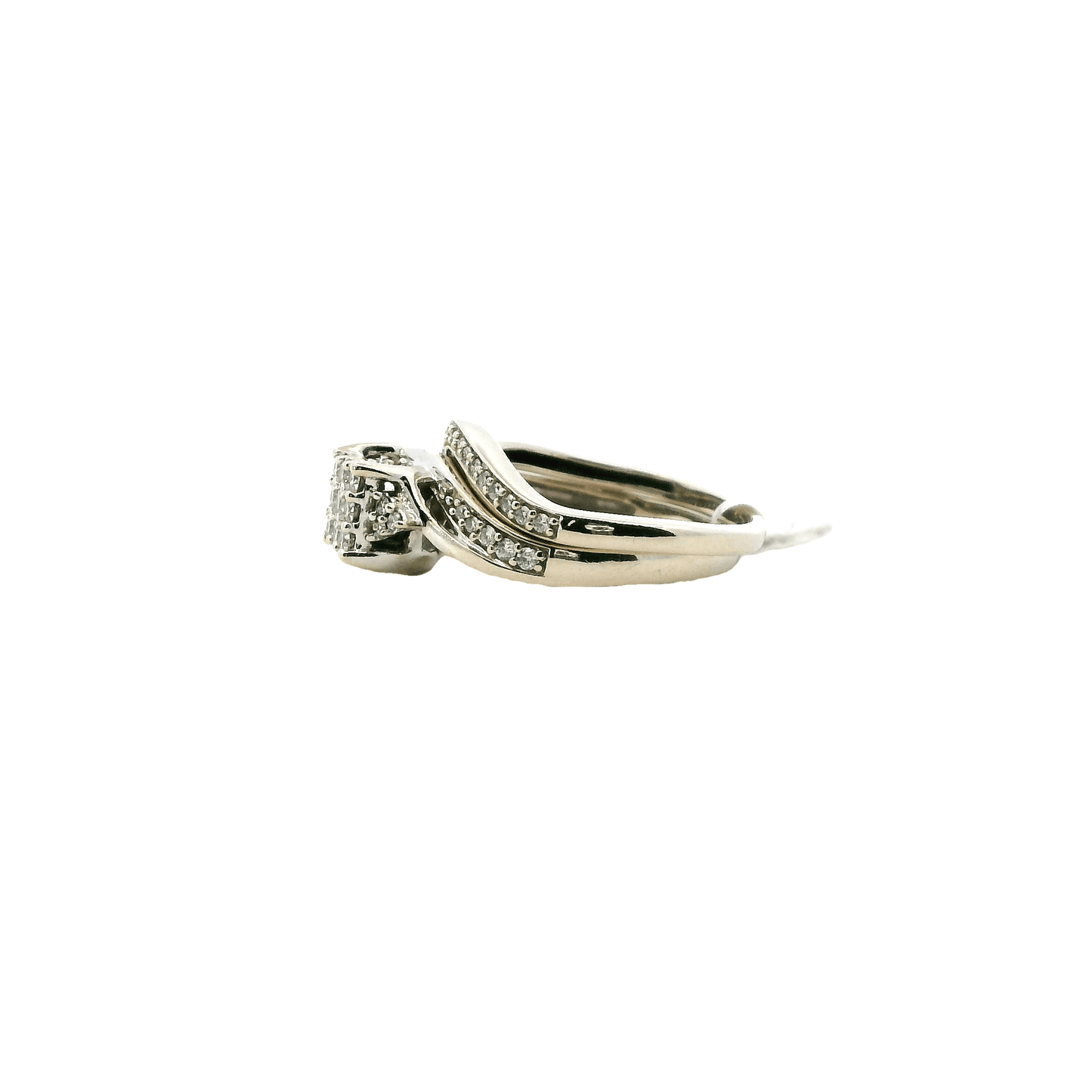 10K White Gold Diamond Engagement & Wedding Ring Set - 0.27ct