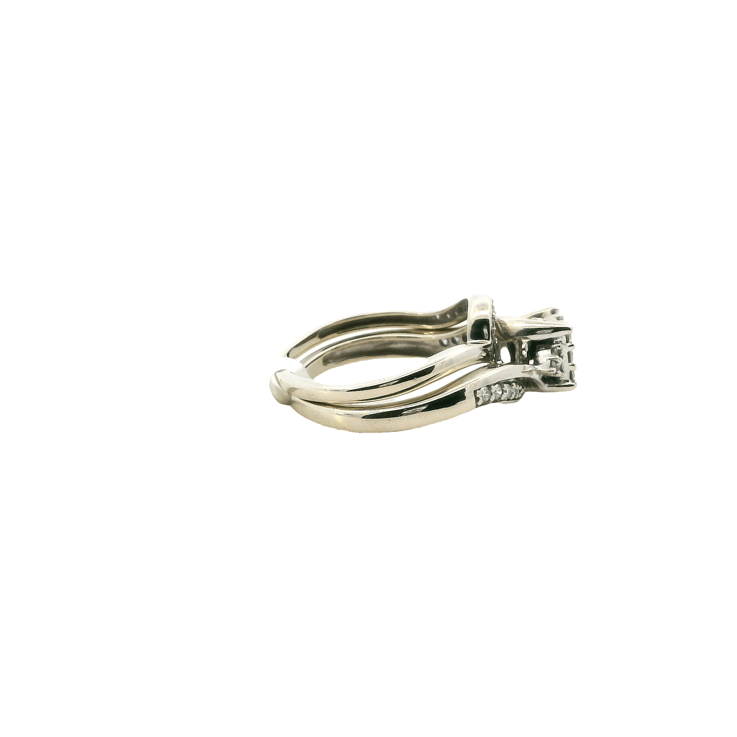 10K White Gold Diamond Engagement & Wedding Ring Set - 0.27ct