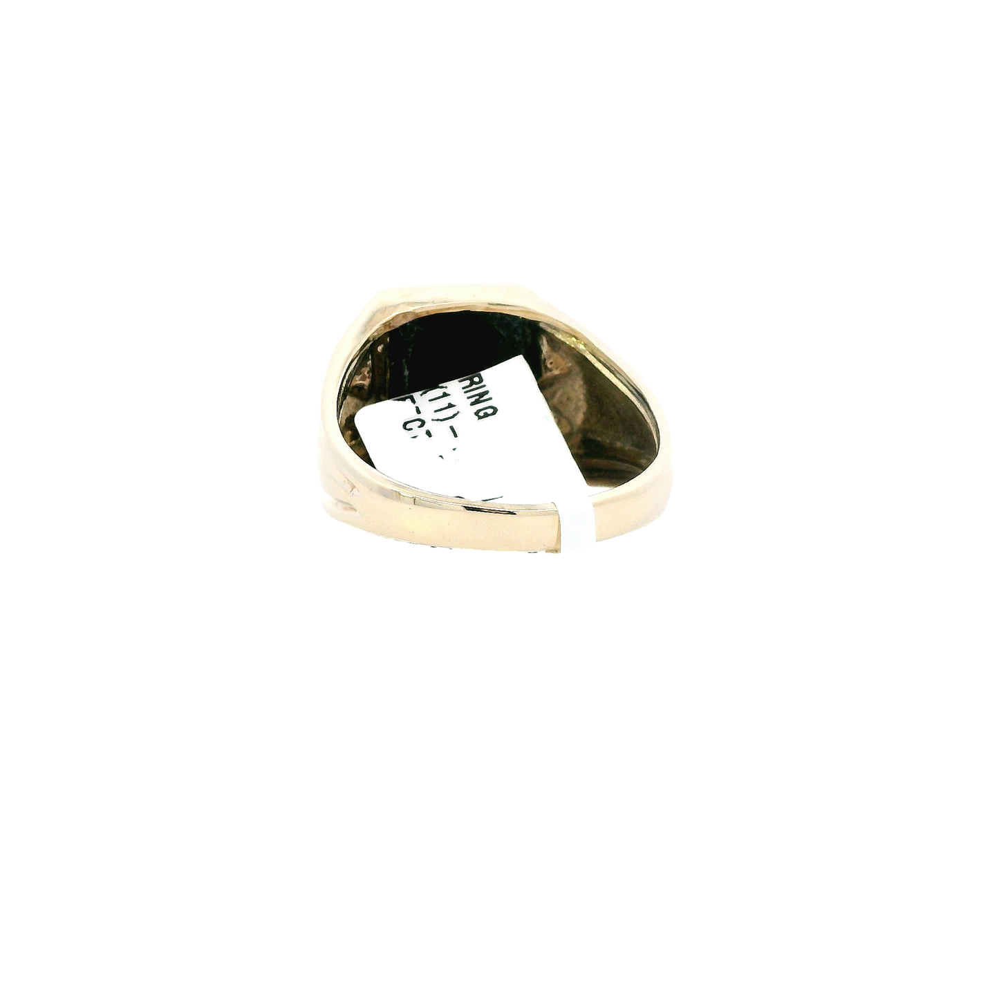 10K Yellow Gold Black Onyx & Diamond Mens Ring - 0.02ct