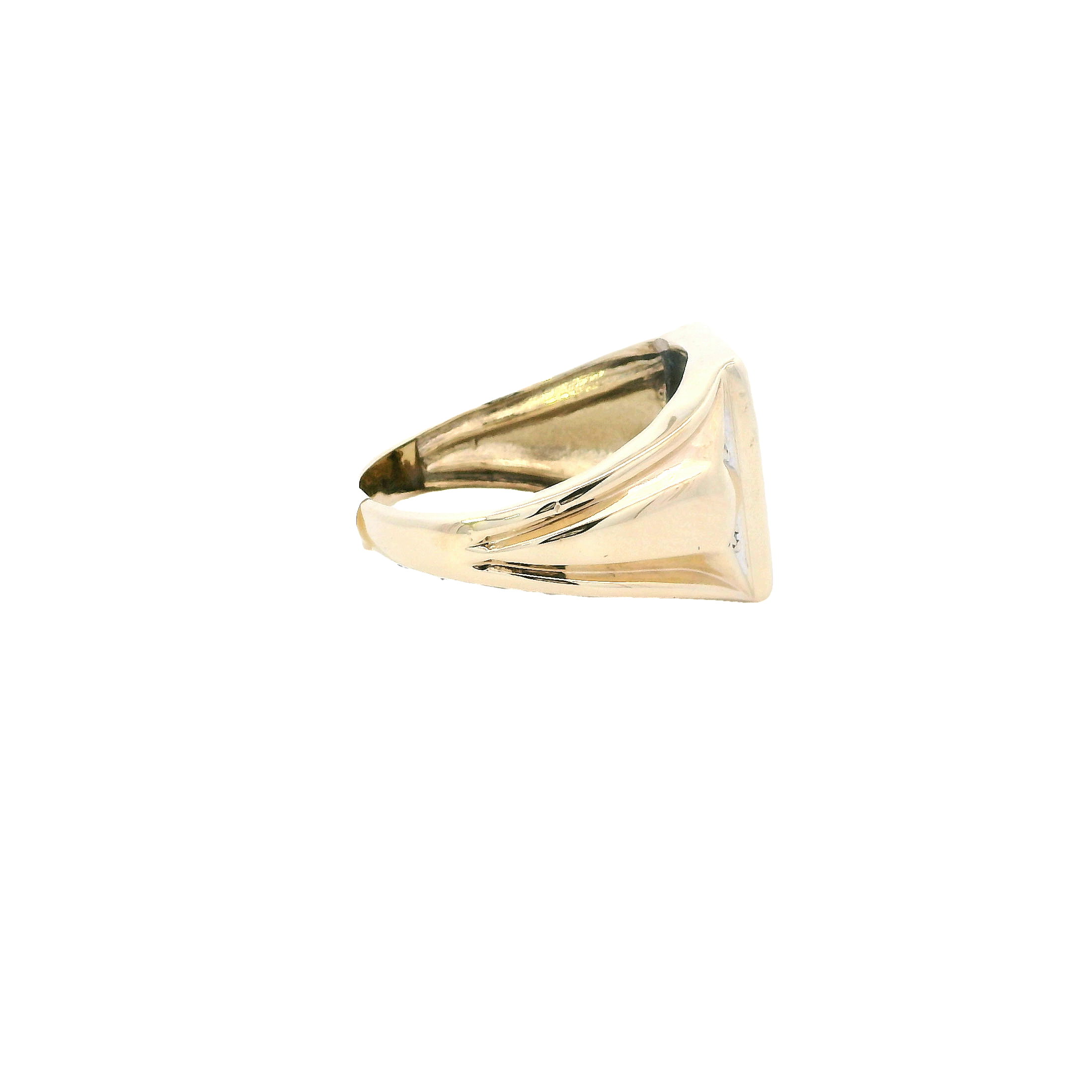 10K Yellow Gold Black Onyx & Diamond Mens Ring - 0.02ct