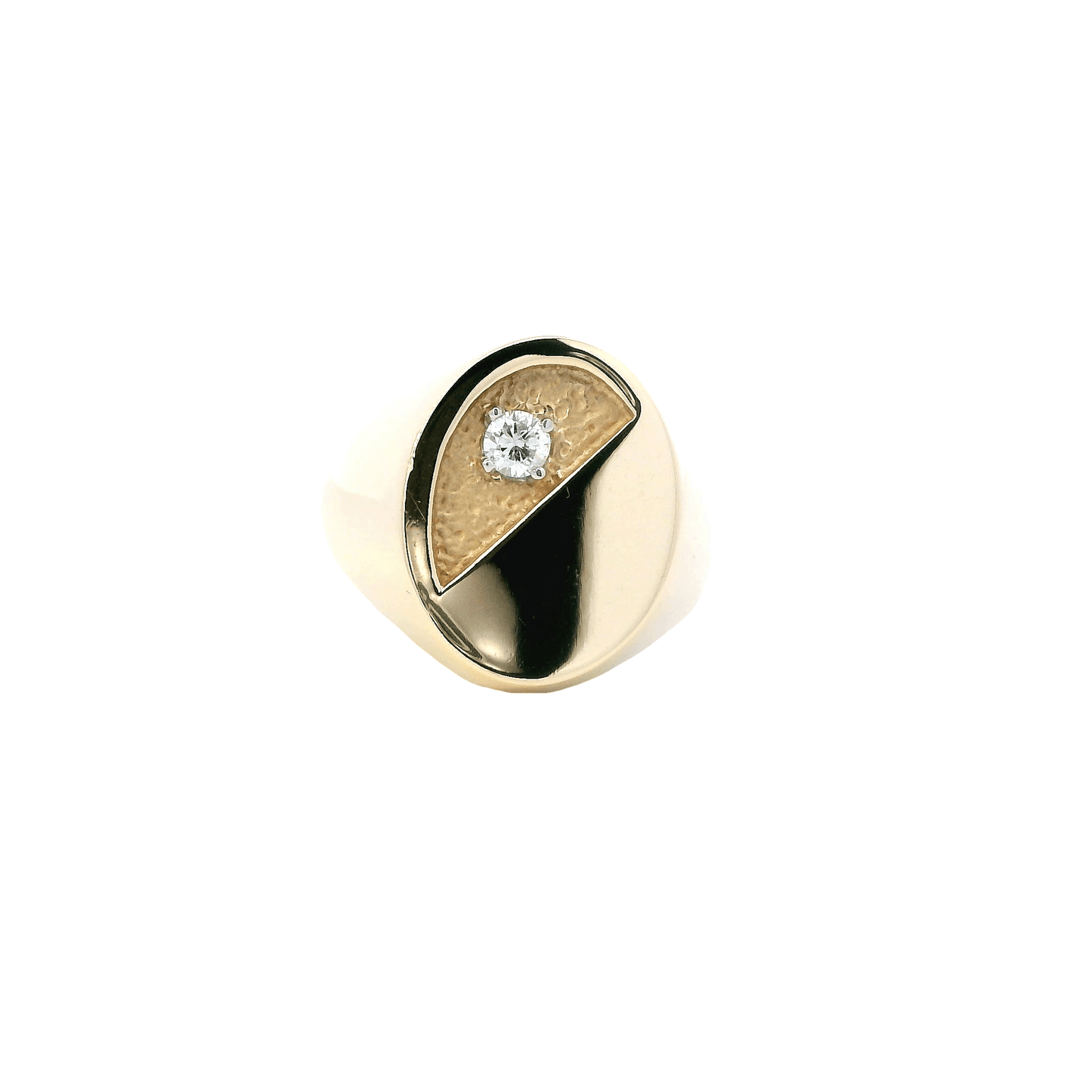 14K Yellow Gold Diamond Oval Mens Ring - 0.17ct