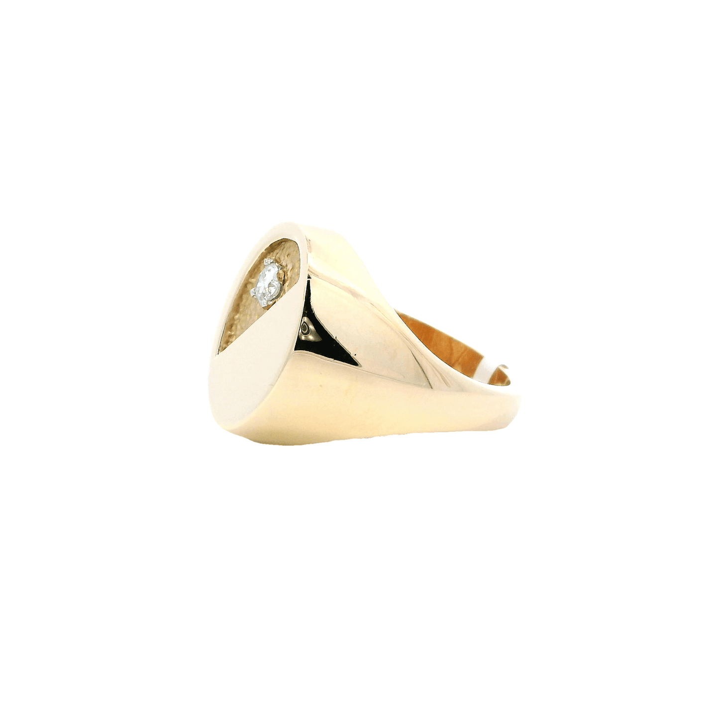 14K Yellow Gold Diamond Oval Mens Ring - 0.17ct