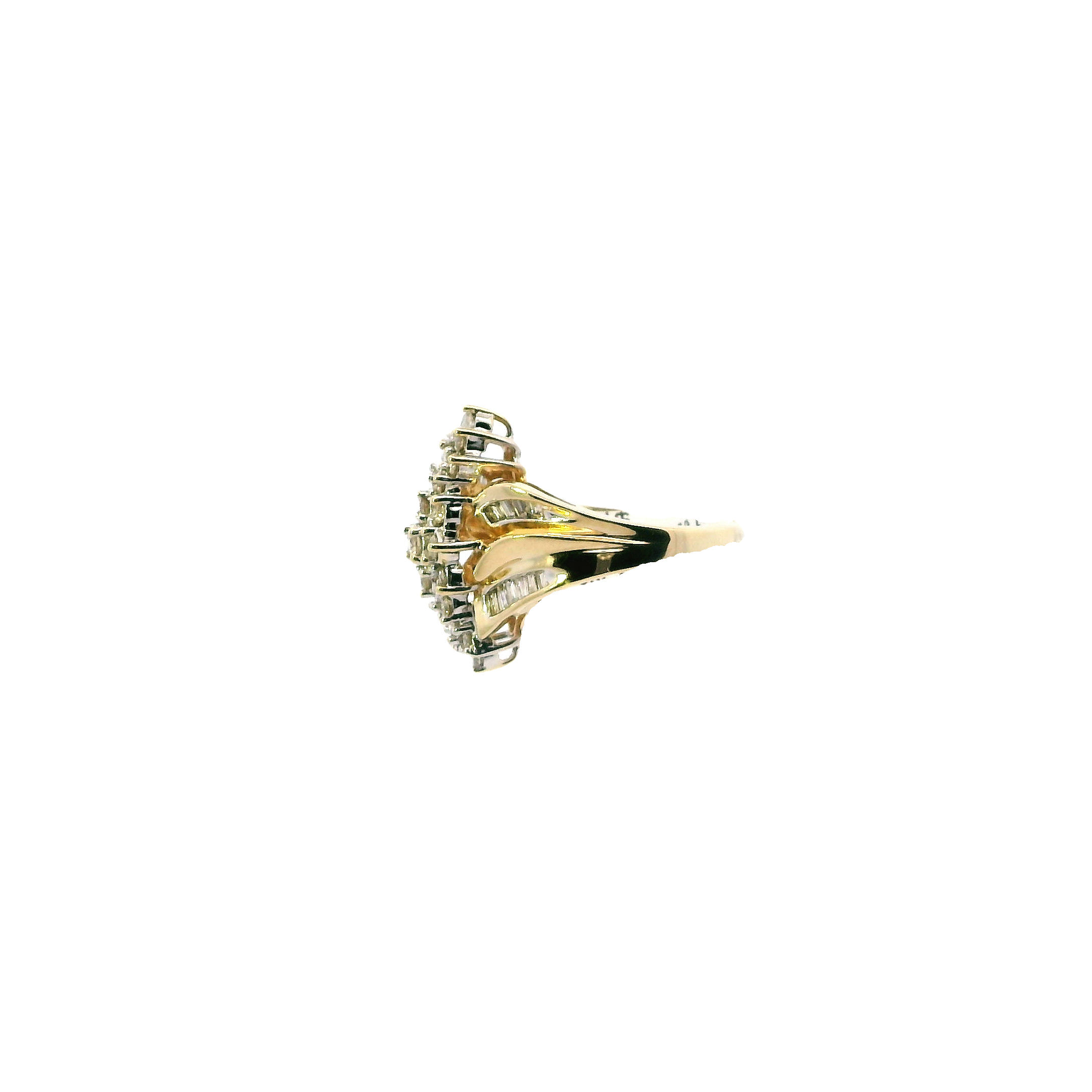 14K Yellow Gold Diamond Cluster Ring - 0.70ct
