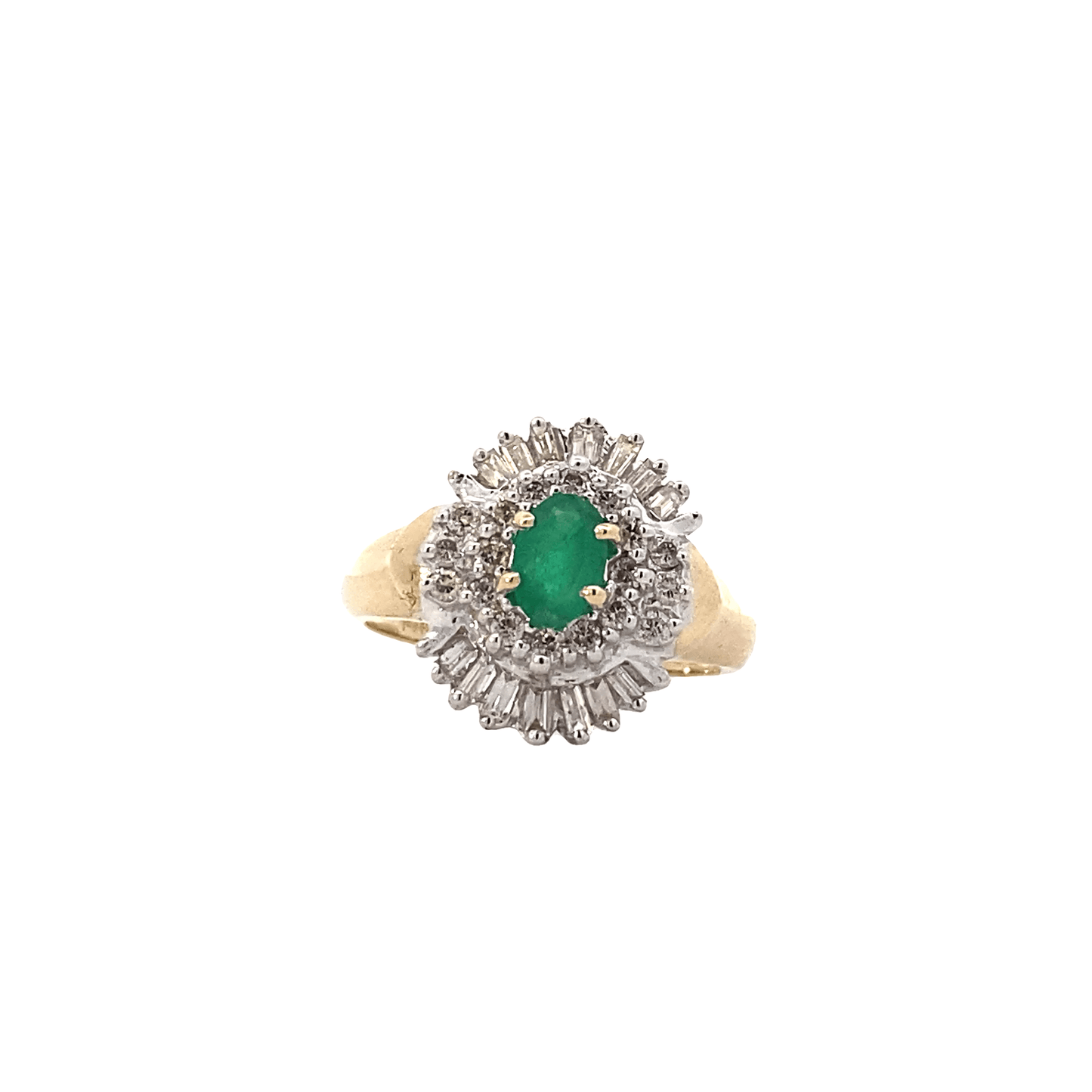 14K Yellow And White Gold And Emerald Diamond Womens Ring - 0.23ct